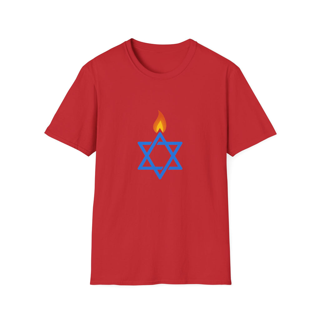 Fire Stars Of David Unisex Softstyle T-Shirt - American Zionist