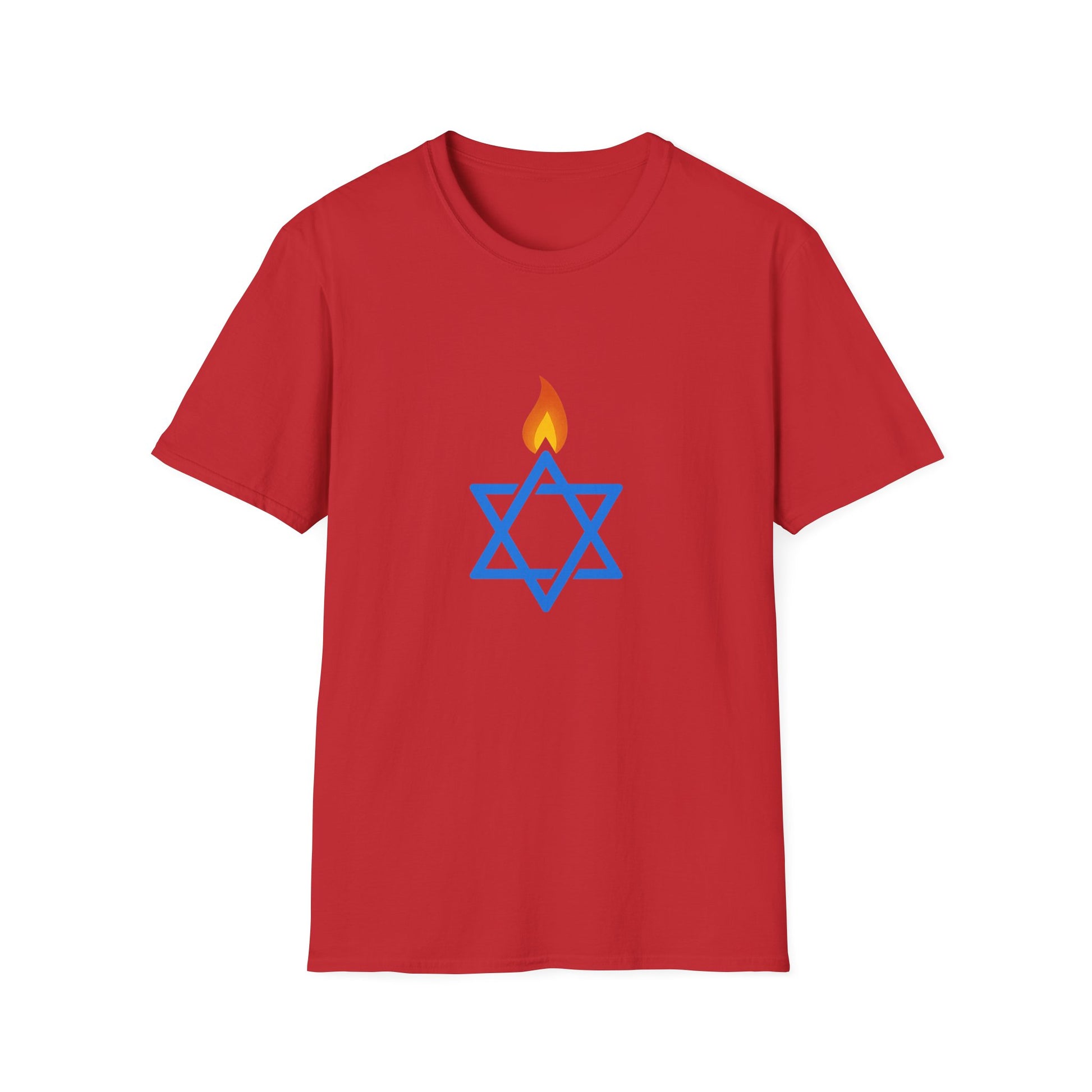 Fire Stars Of David Unisex Softstyle T-Shirt - American Zionist