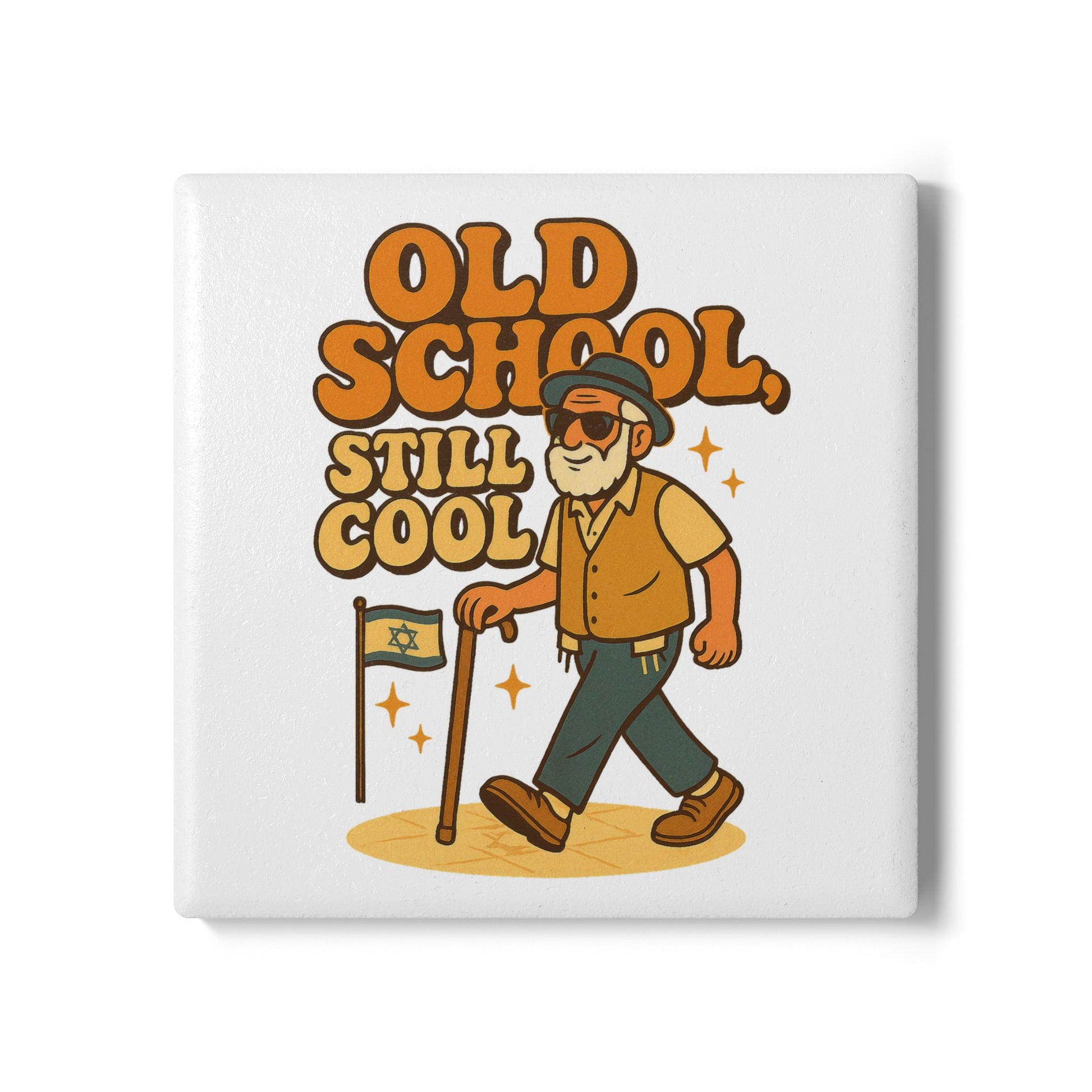 Old School Grandpa Ceramic Coaster - American Zionist