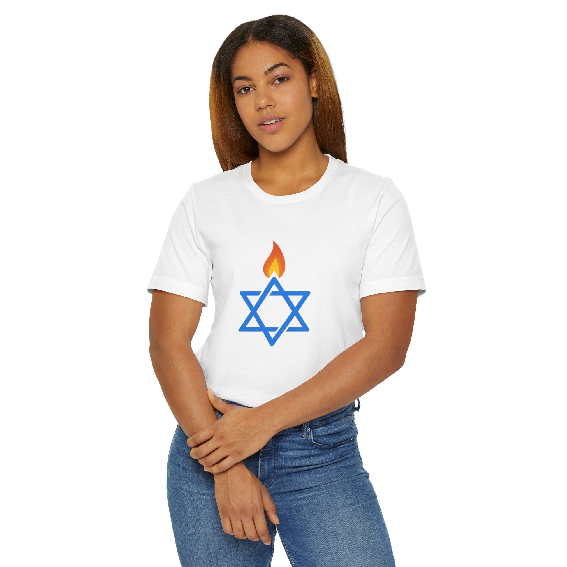 Fire Stars Of David Unisex Jersey T-Shirt - American Zionist