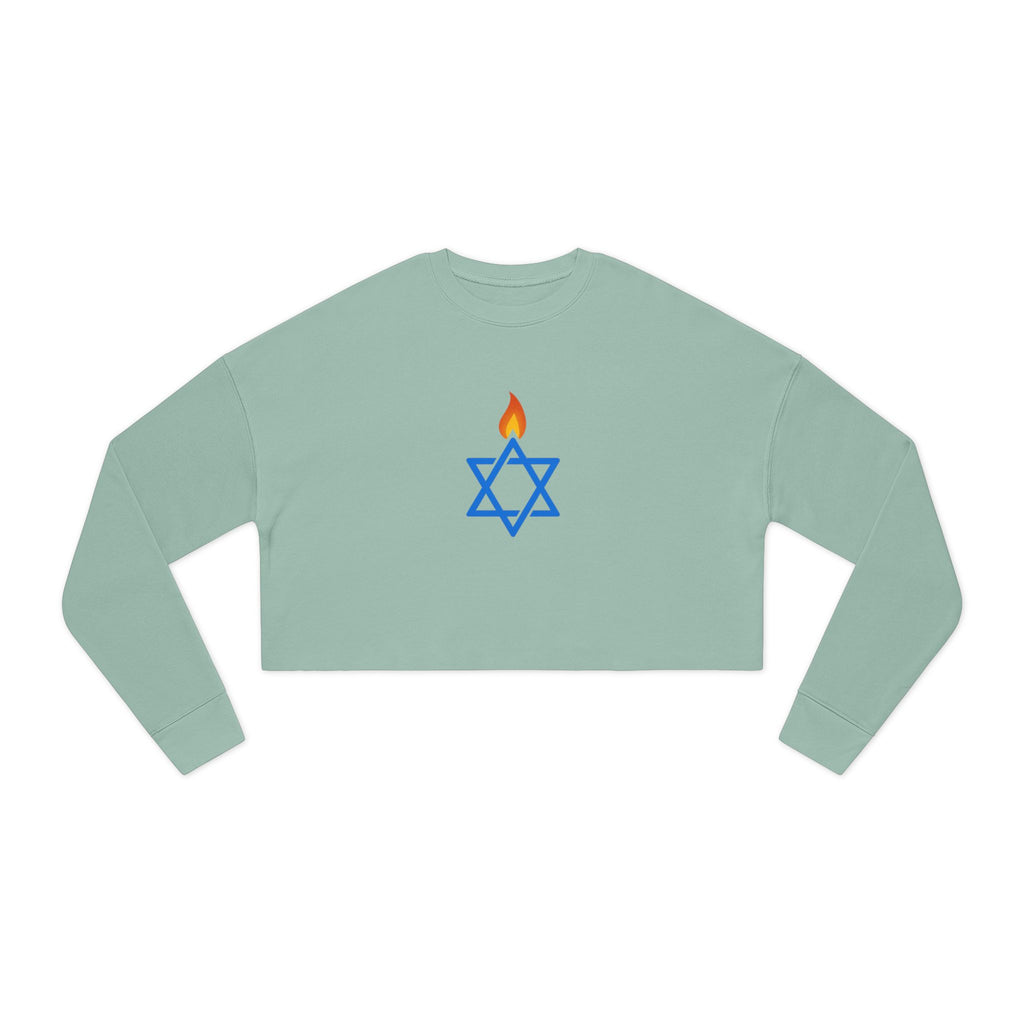 Fire Stars Of David Women's Cropped Sweatshirt - American Zionist