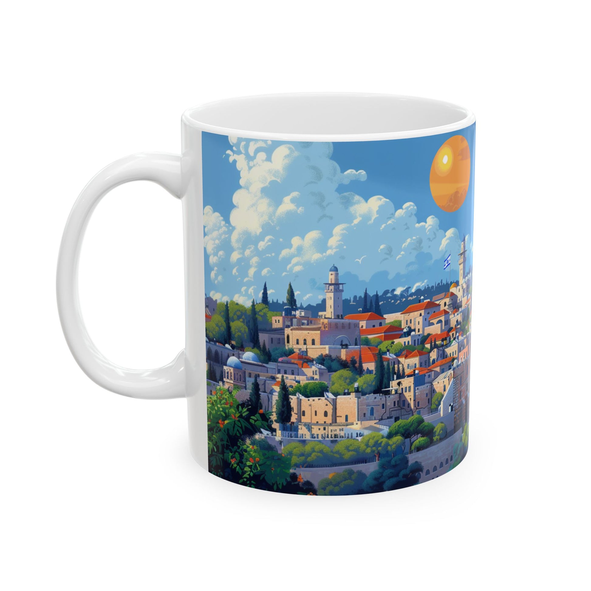 Jerusalem City Skyline Ceramic Mug 11oz, 15oz - American Zionist