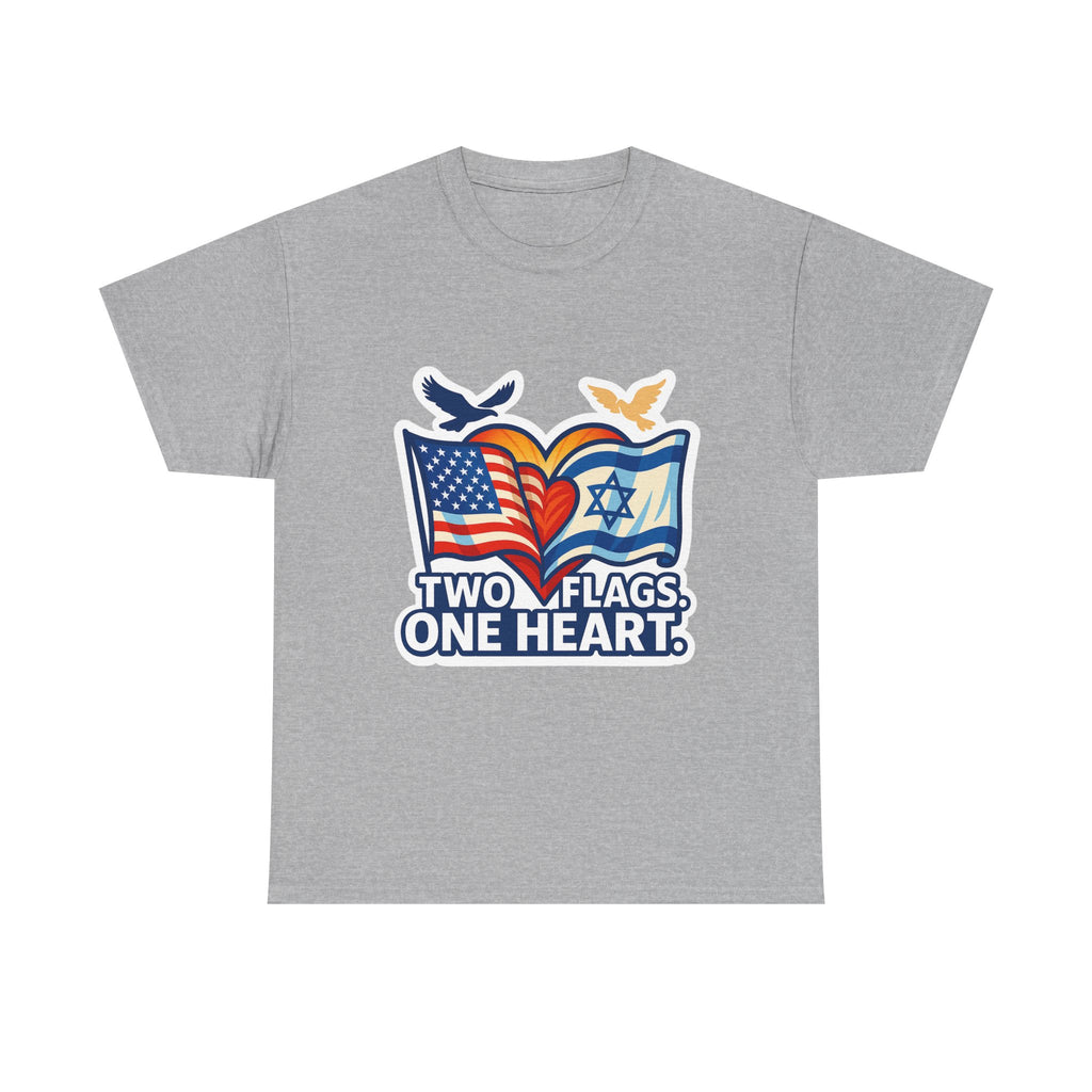 Two Flags One Heart Unisex Heavy Cotton Tee - American Zionist