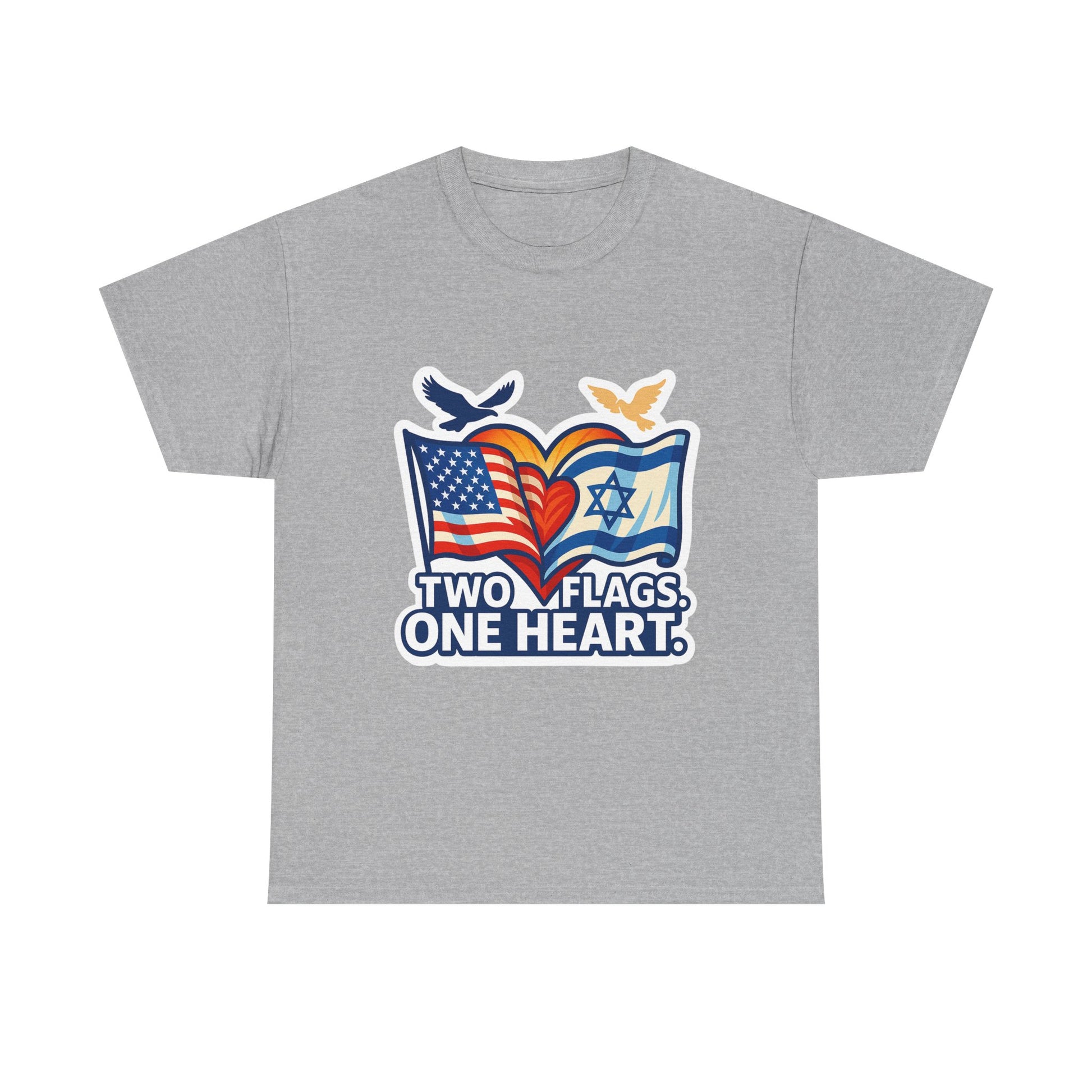 Two Flags One Heart Unisex Heavy Cotton Tee - American Zionist