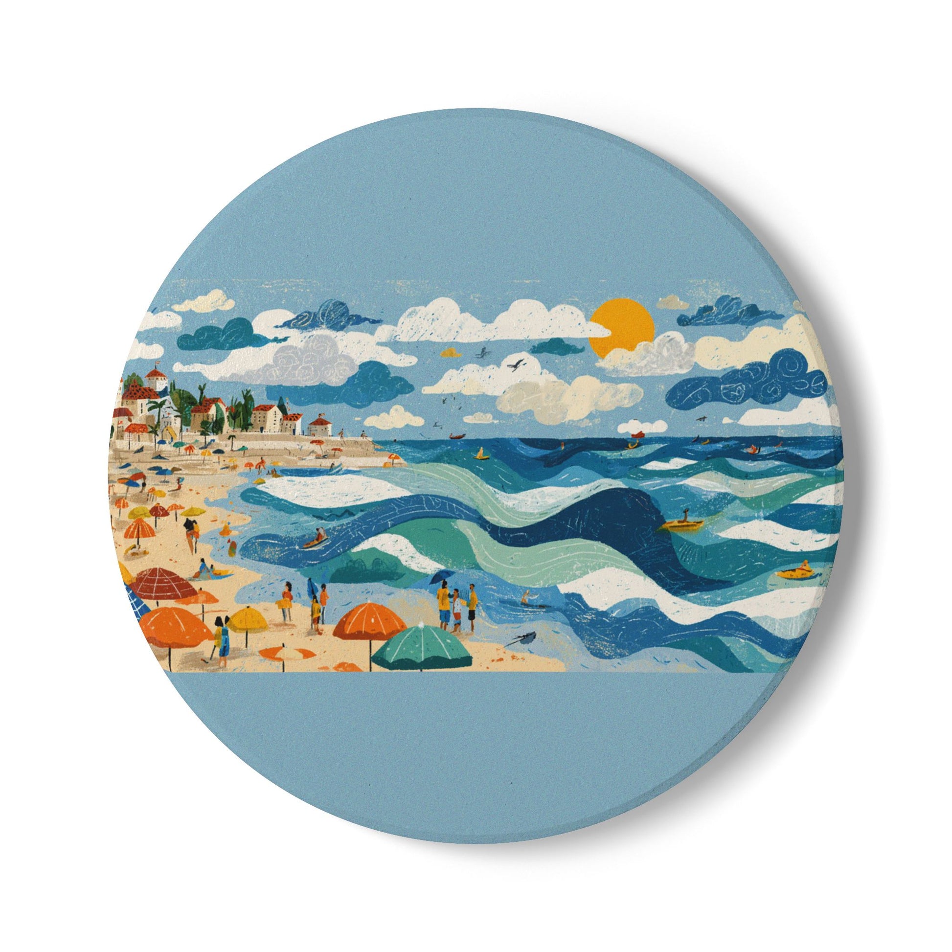 Tel Aviv Beach Ceramic Coaster - American Zionist