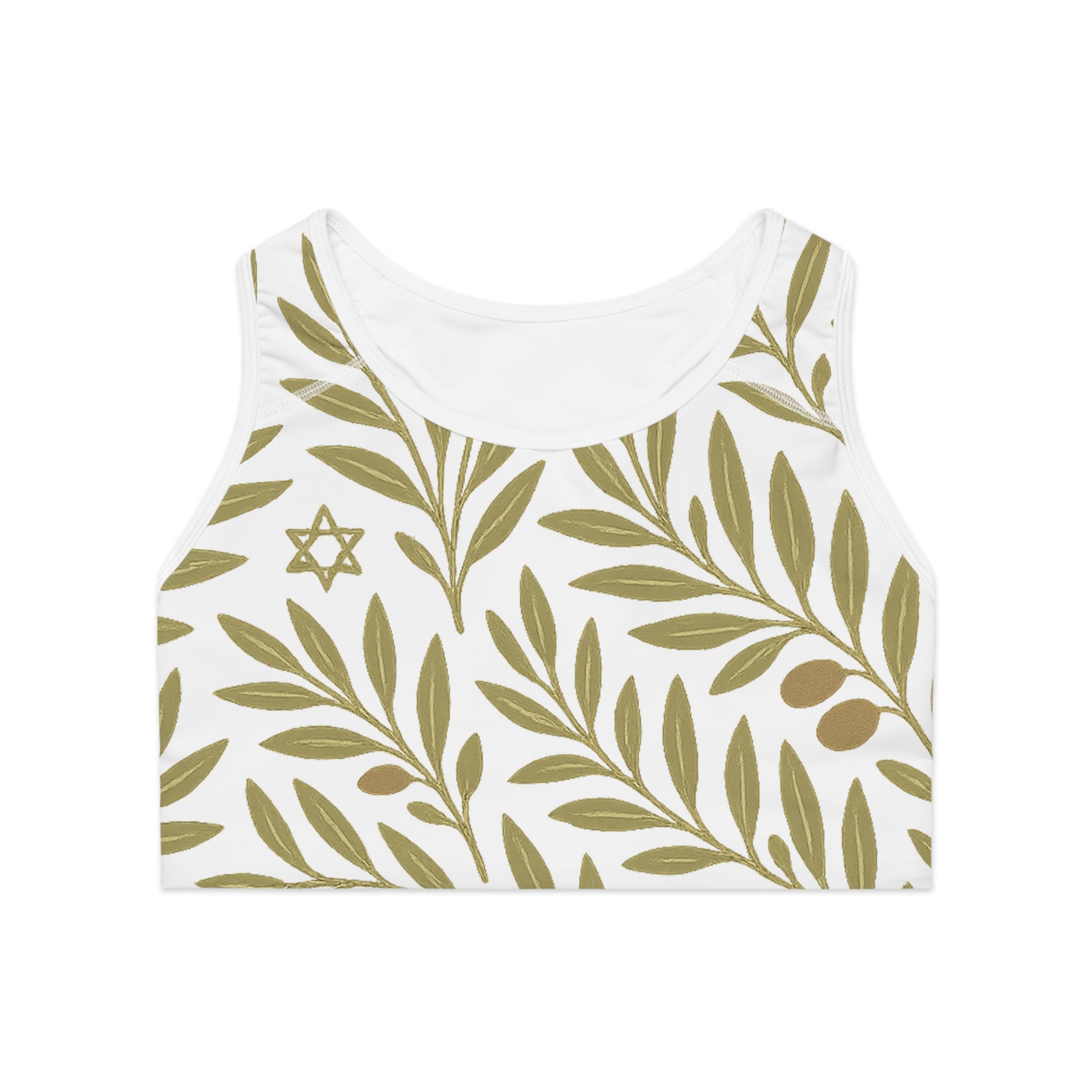Olive Bloom Sports Bra (AOP) - American Zionist