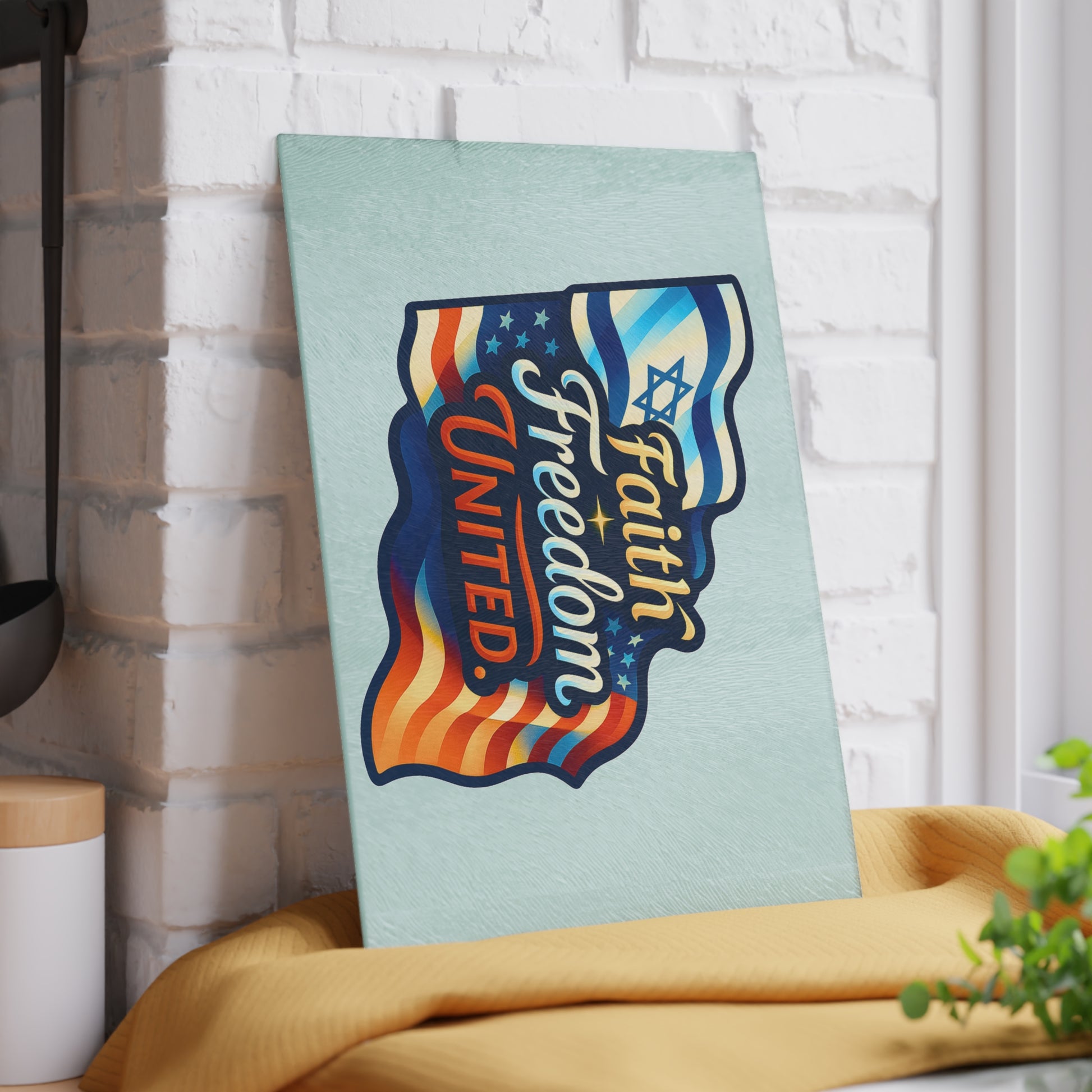 Faith Freedom United Glass Cutting Board - American Zionist