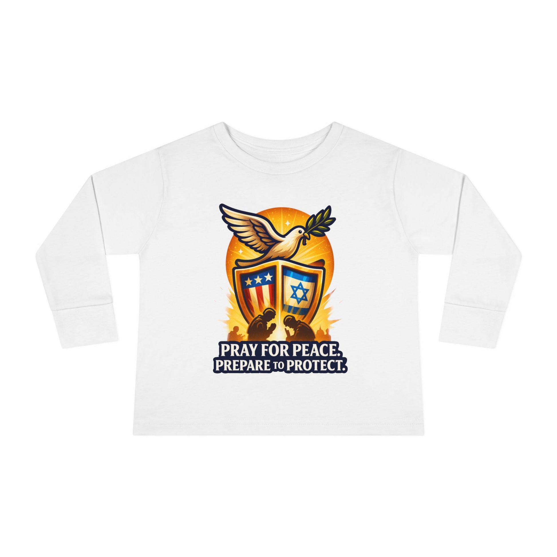 Pray For Peace Toddler Long Sleeve Tee - American Zionist