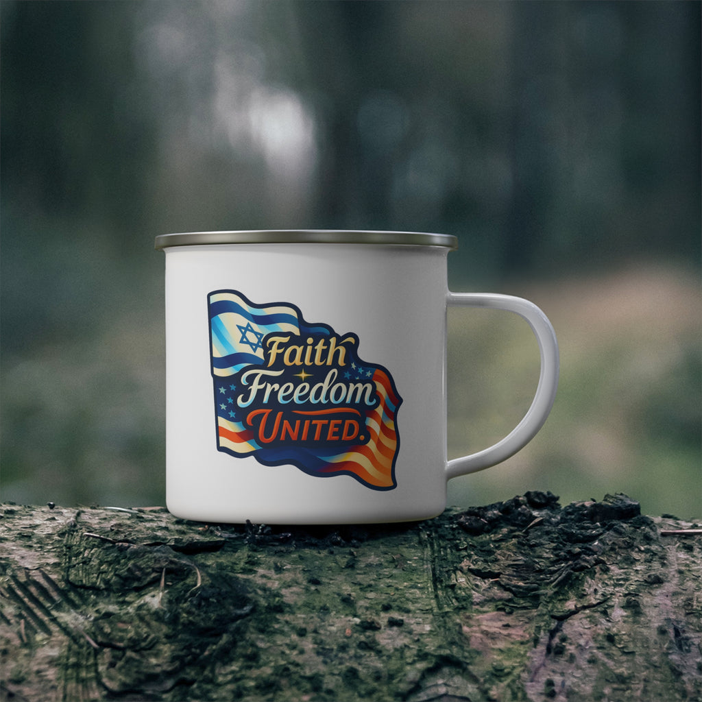 Faith Freedom United Enamel Camping Mug - American Zionist