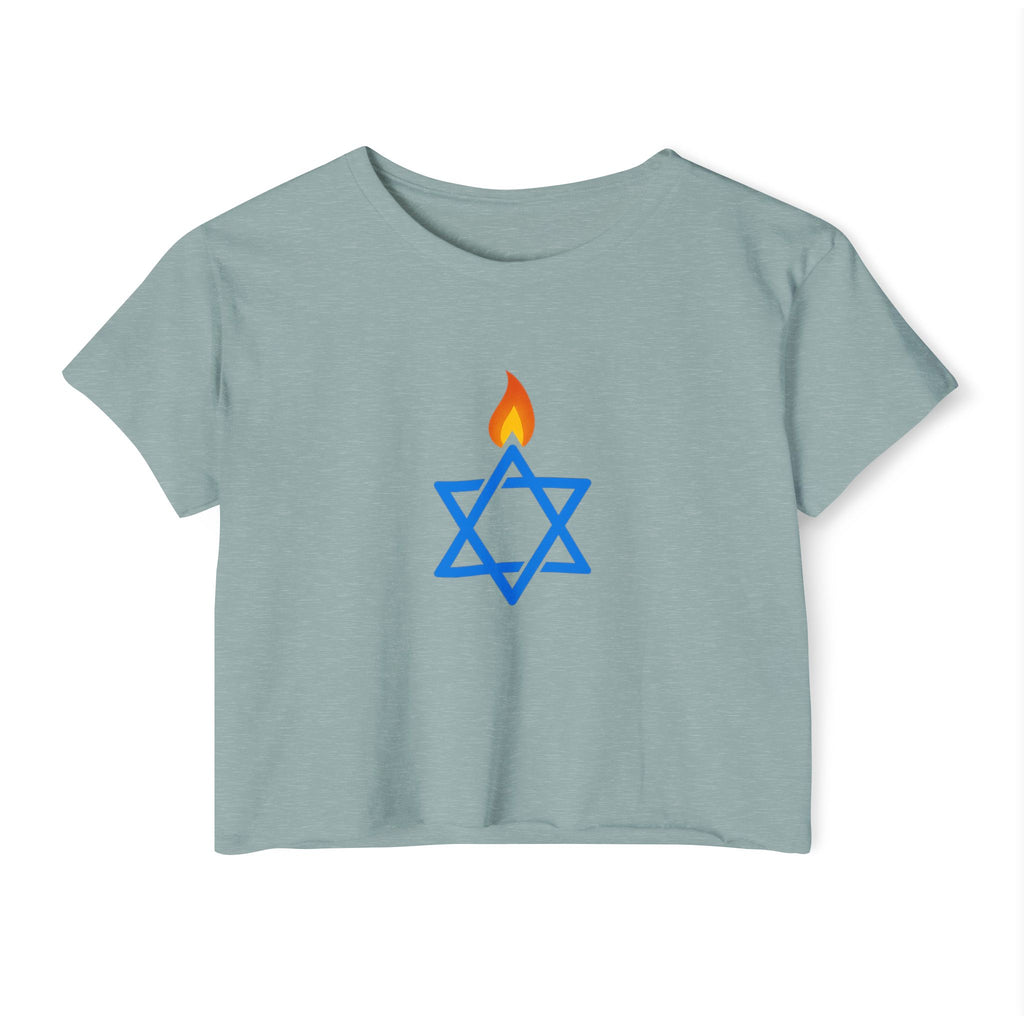Fire Stars Of David Women's Festival Crop Top - American Zionist