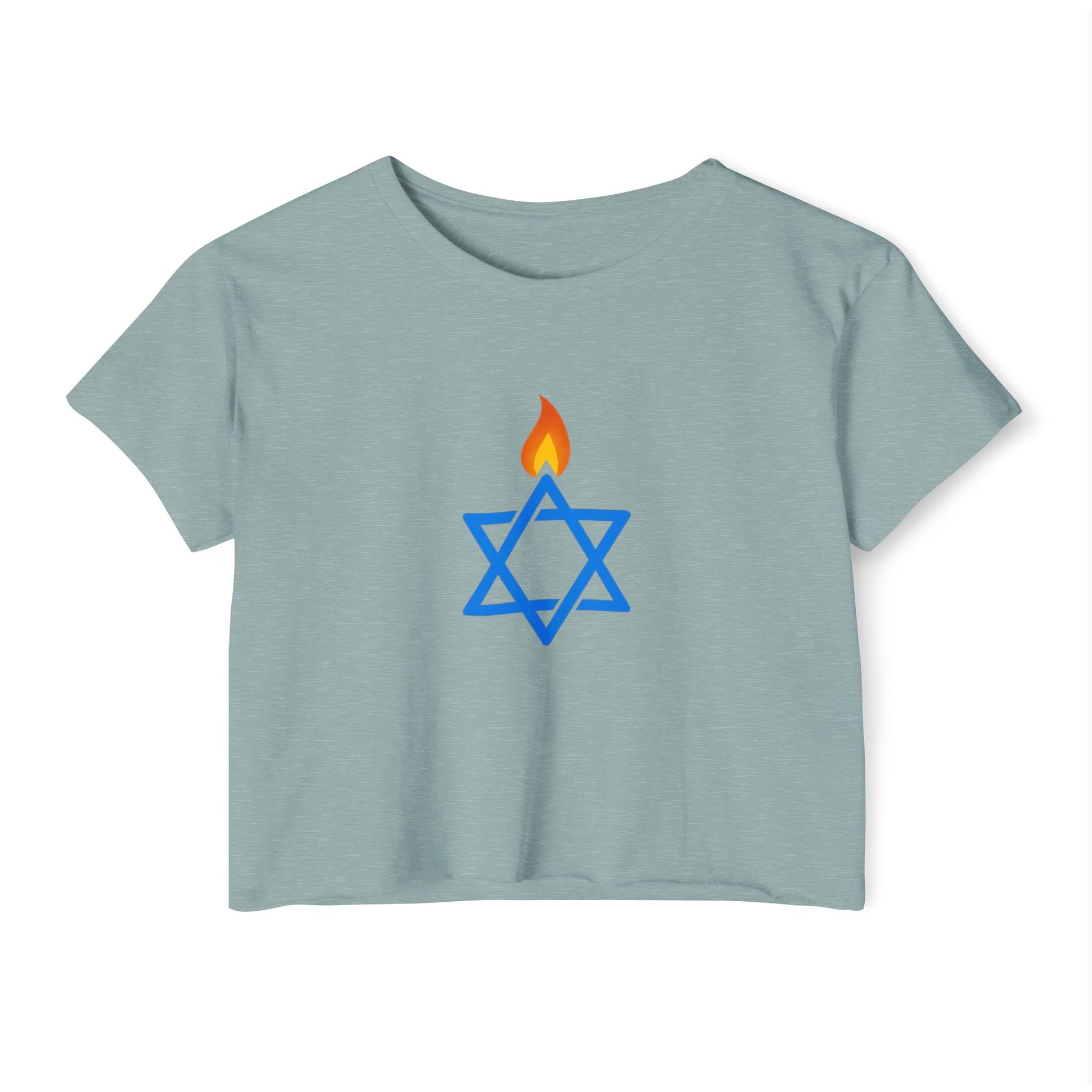 Fire Stars Of David Women's Festival Crop Top - American Zionist
