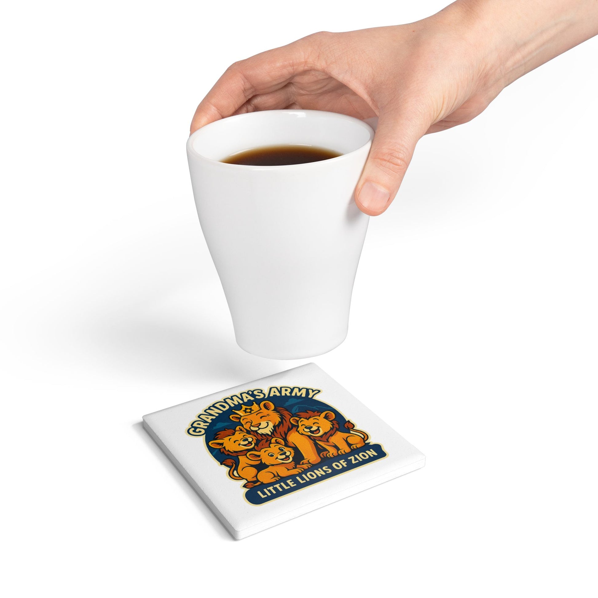 Grandma's Little Lions Ceramic Coaster - American Zionist