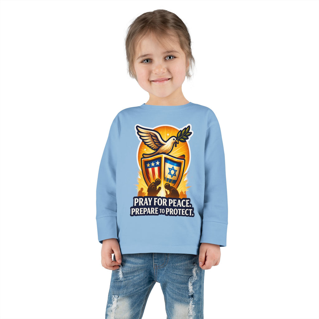 Pray For Peace Toddler Long Sleeve Tee - American Zionist
