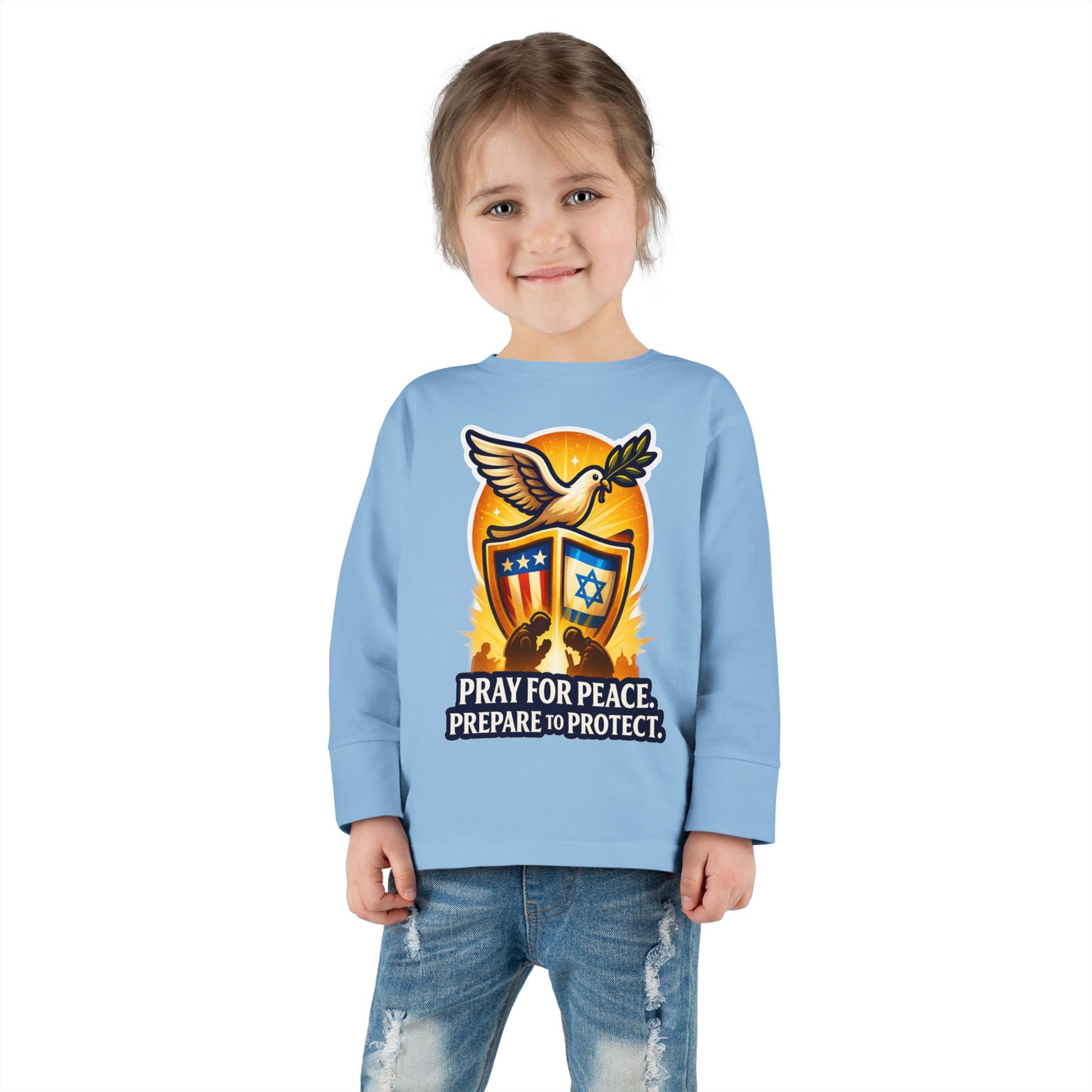 Pray For Peace Toddler Long Sleeve Tee - American Zionist