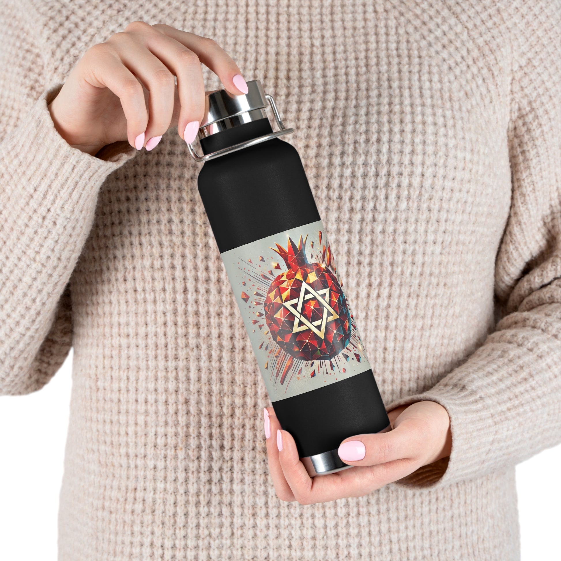 Pomegranate Star of David Copper Vacuum Insulated Bottle, 22oz - American Zionist