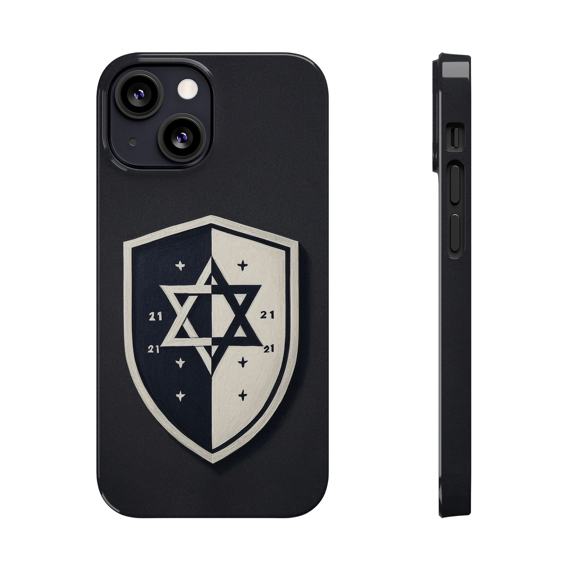 Black and White Shield Slim Phone Cases - American Zionist