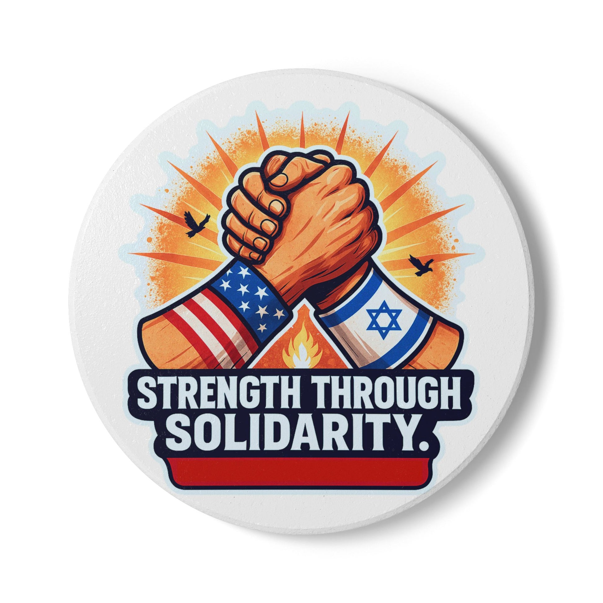 Strength Through Solidarity Ceramic Coaster - American Zionist