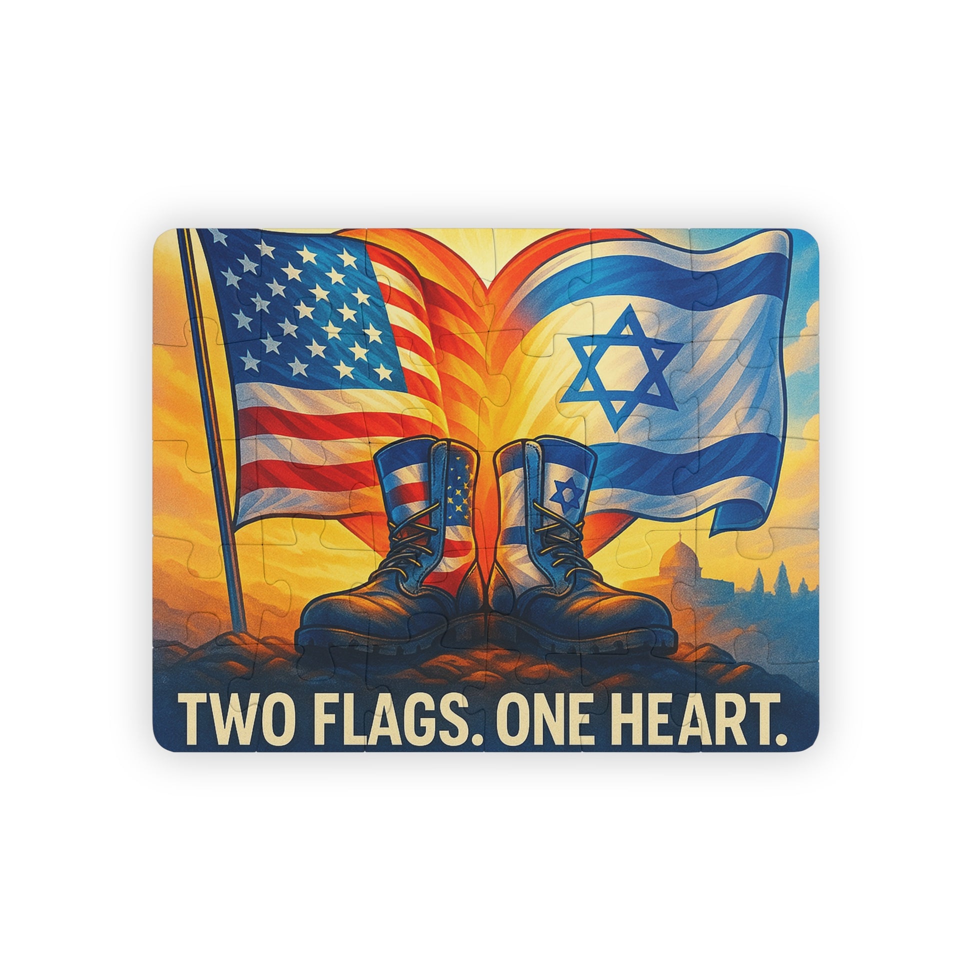 Two Flags. One Heart Kids' Puzzle, 30 - Piece - American Zionist