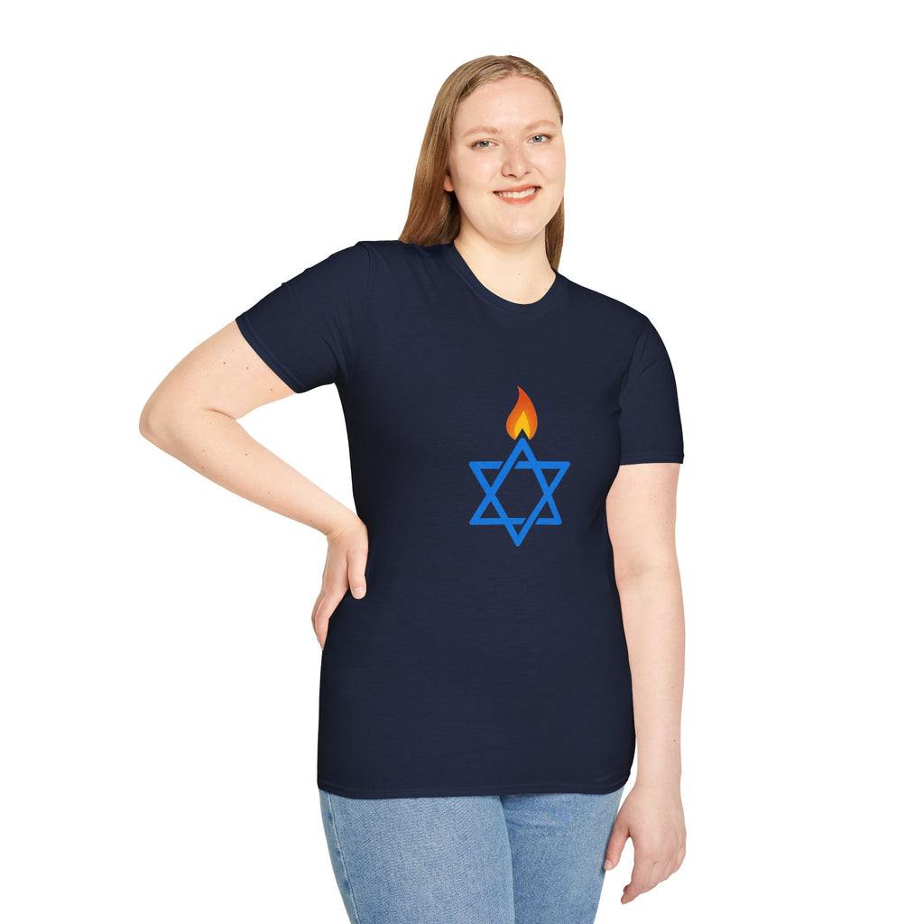 Fire Stars Of David Unisex Softstyle T-Shirt - American Zionist