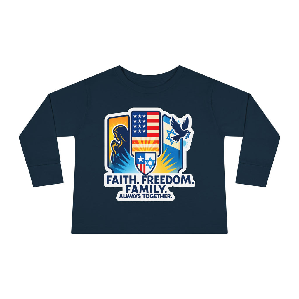 Faith Freedom Family Toddler Long Sleeve Tee - American Zionist