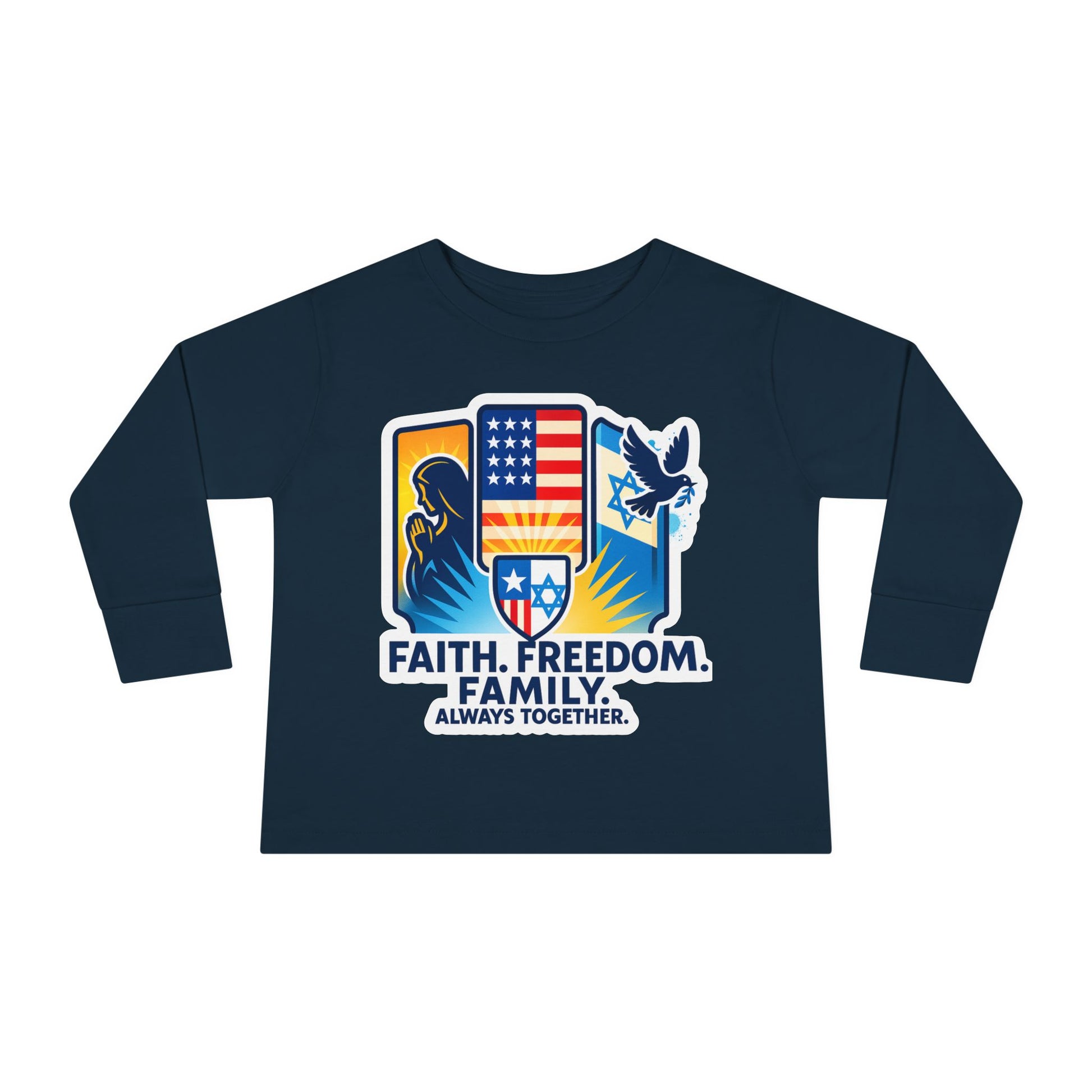 Faith Freedom Family Toddler Long Sleeve Tee - American Zionist