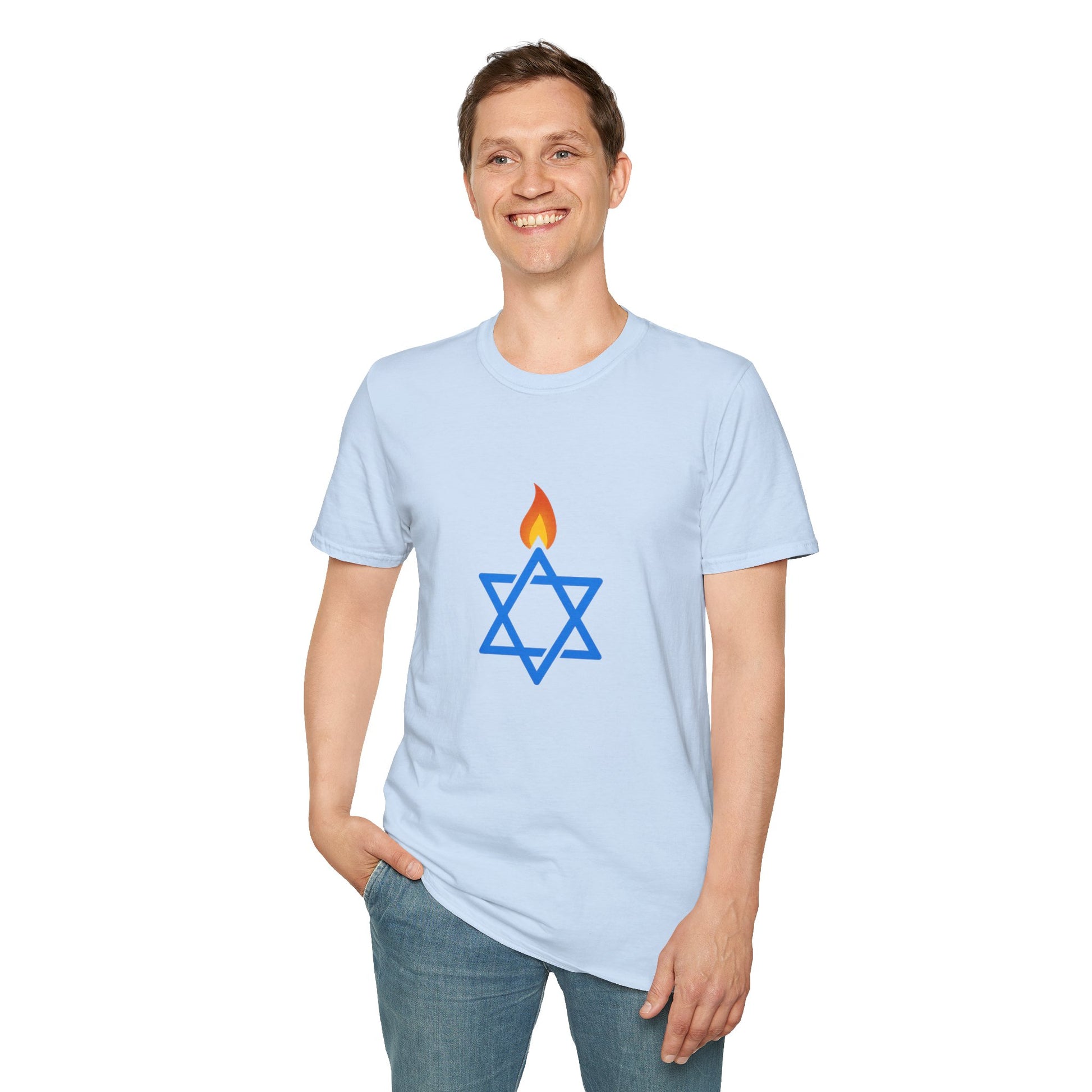 Fire Stars Of David Unisex Softstyle T-Shirt - American Zionist