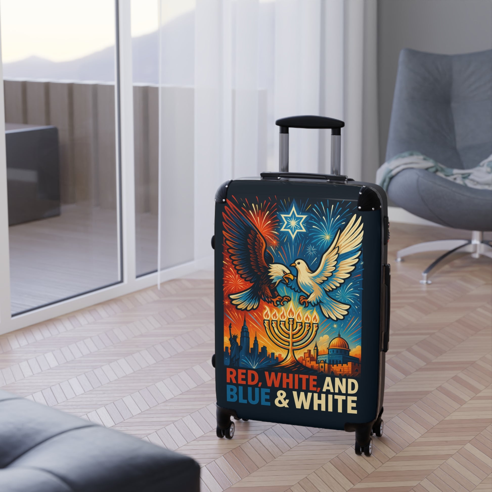 Red White and Blue Premium Suitcase - American Zionist