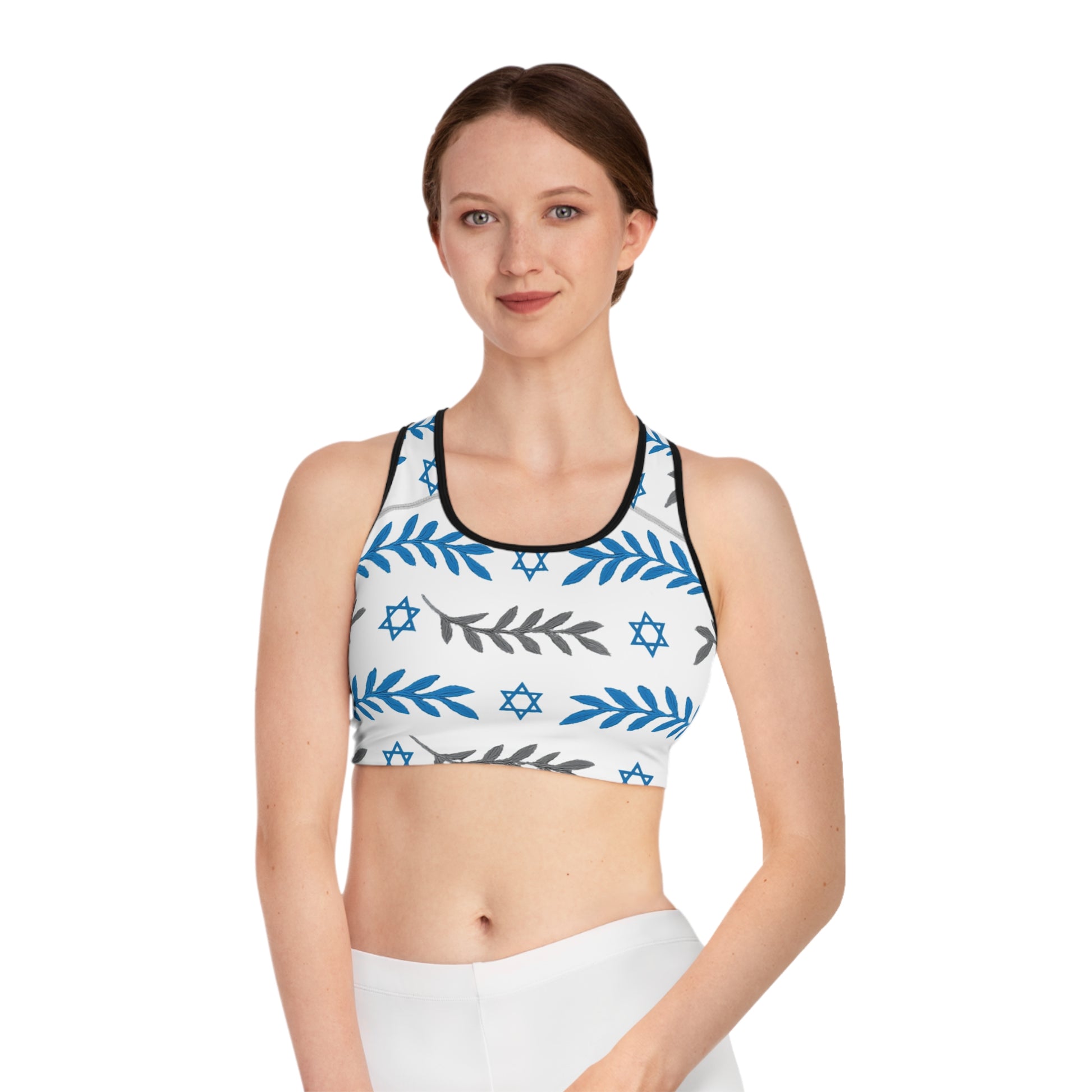 Olive and Shield Sports Bra (AOP) - American Zionist