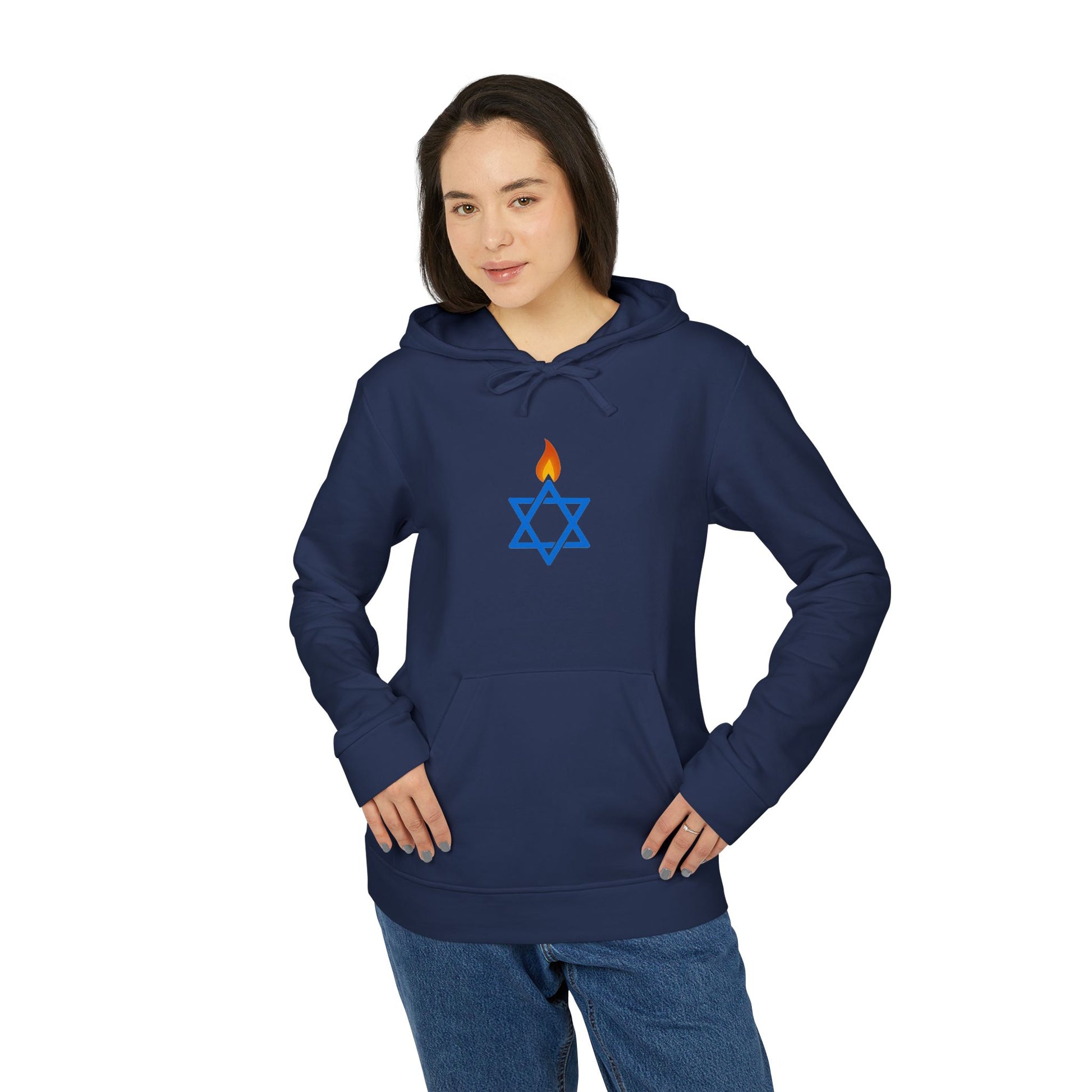Fire Stars Of David Adidas Unisex Fleece Hoodie - American Zionist