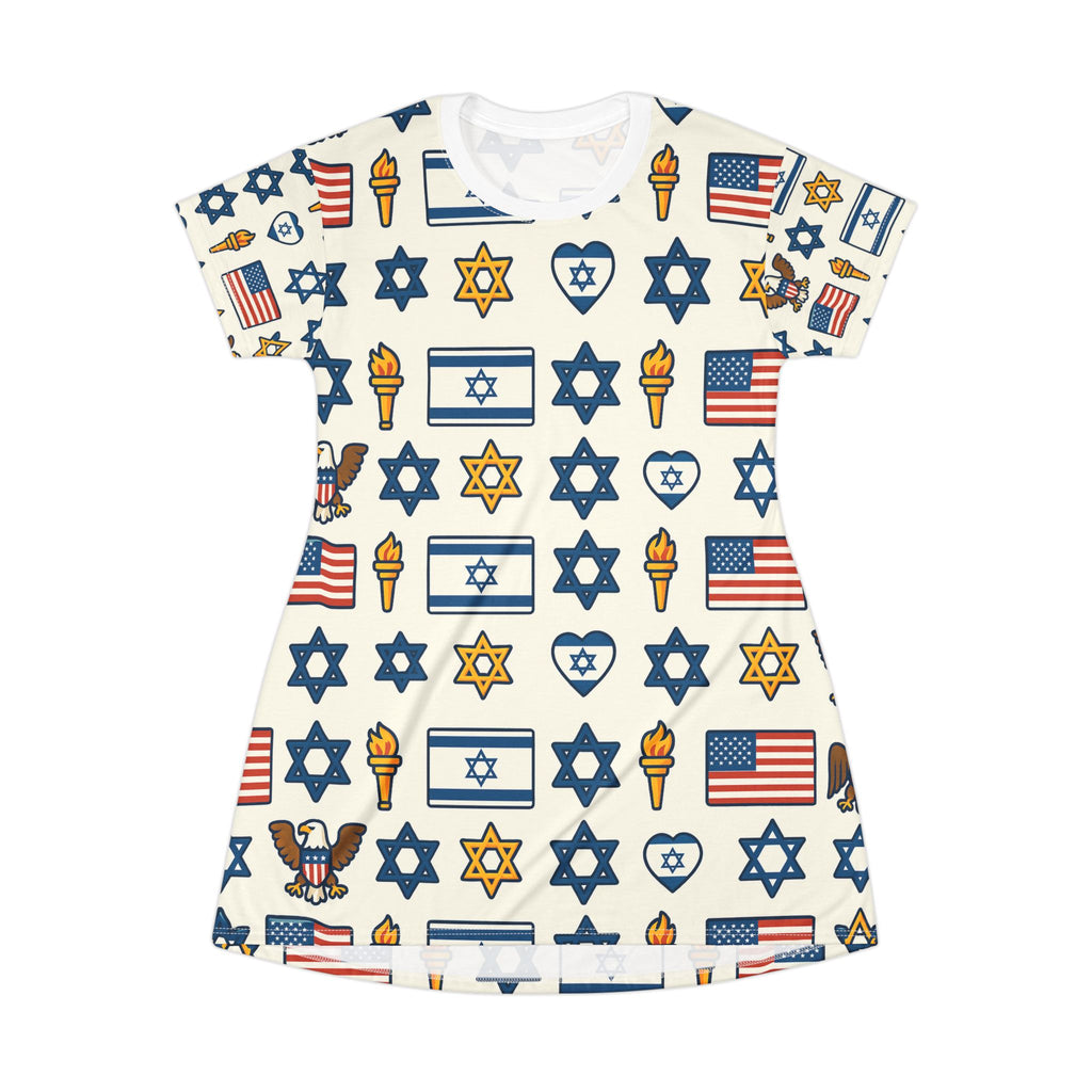 Symbol Of Shared Freedom T-Shirt Dress (AOP) - American Zionist