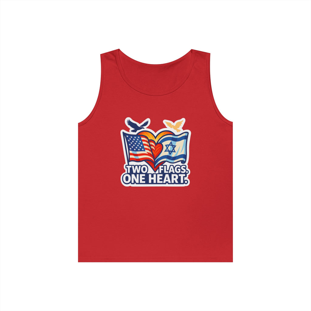 Two Flags. One Heart Unisex Heavy Cotton Tank Top - American Zionist