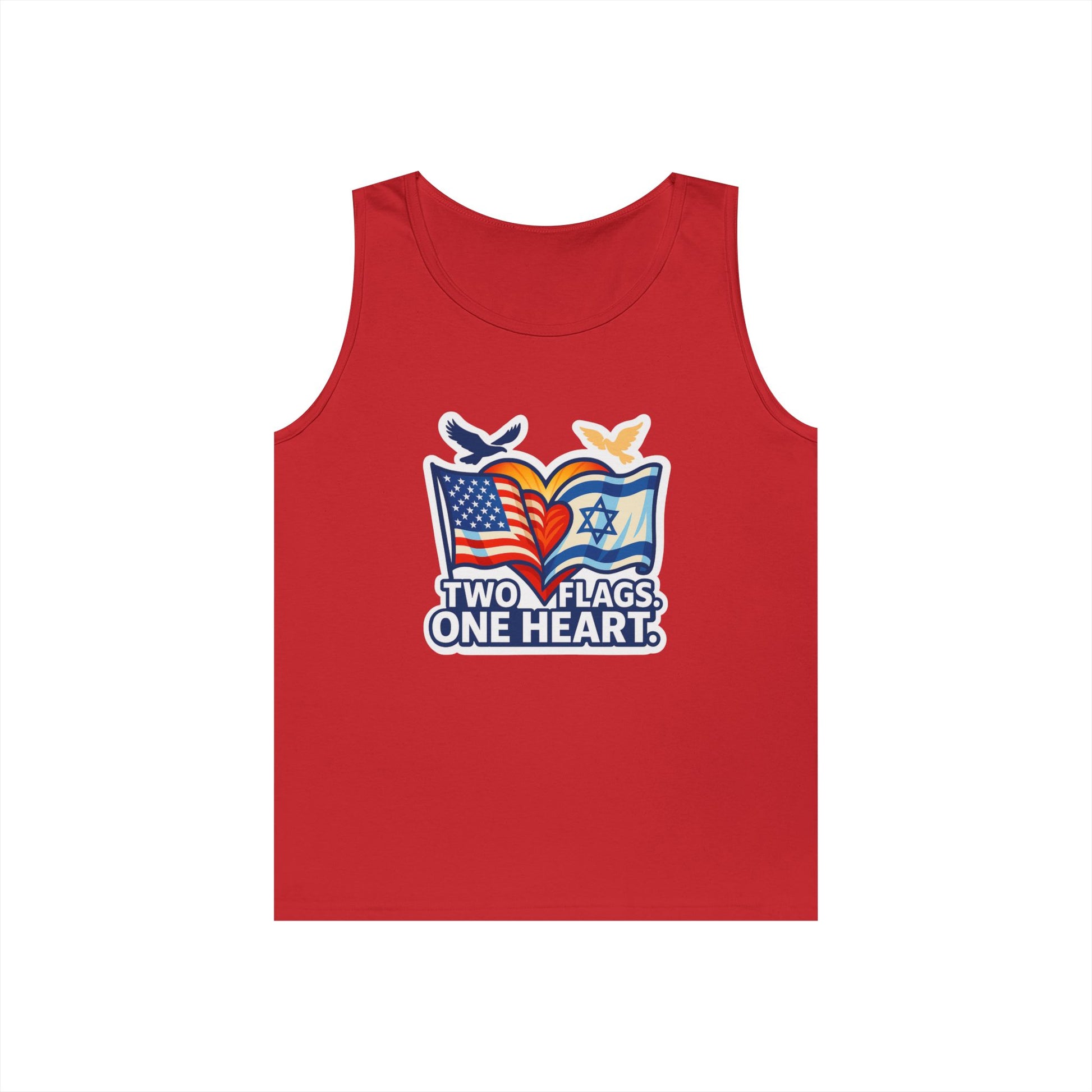 Two Flags. One Heart Unisex Heavy Cotton Tank Top - American Zionist