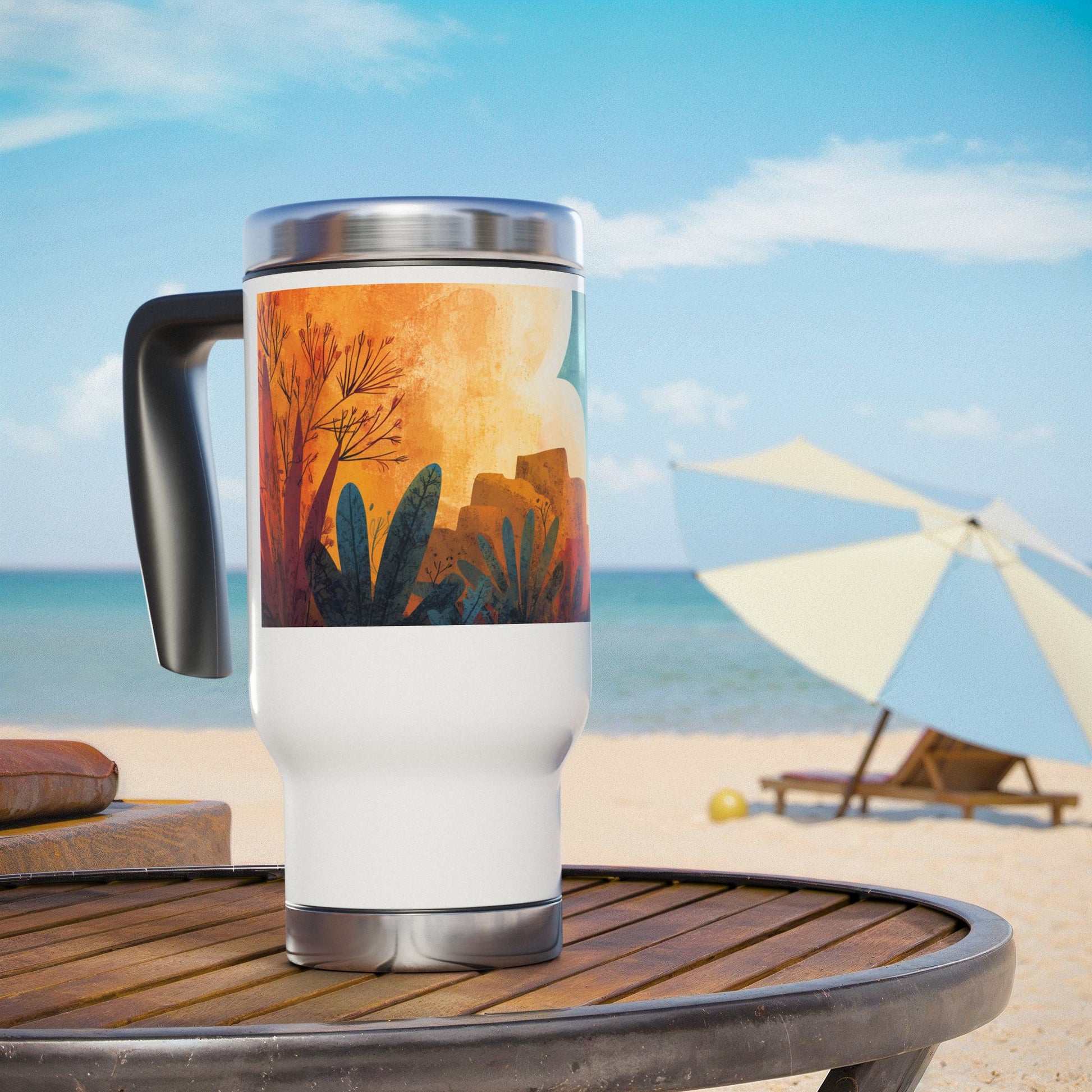 Jerusalem Adventurer Stainless Steel Travel Mug with Handle, 14oz - American Zionist