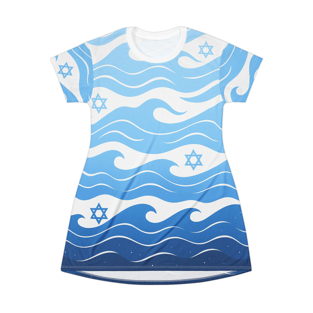 Waves of the Land T-Shirt Dress (AOP) - American Zionist