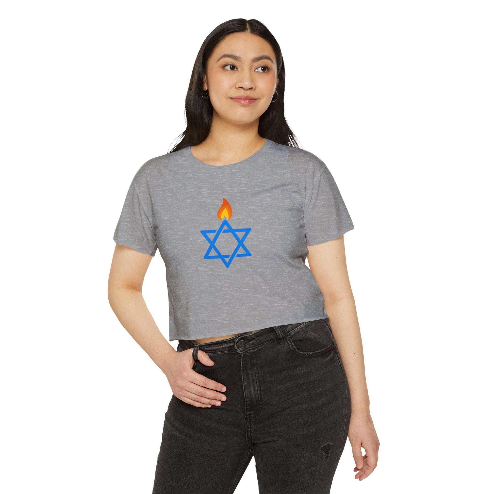 Fire Stars Of David Women's Festival Crop Top - American Zionist