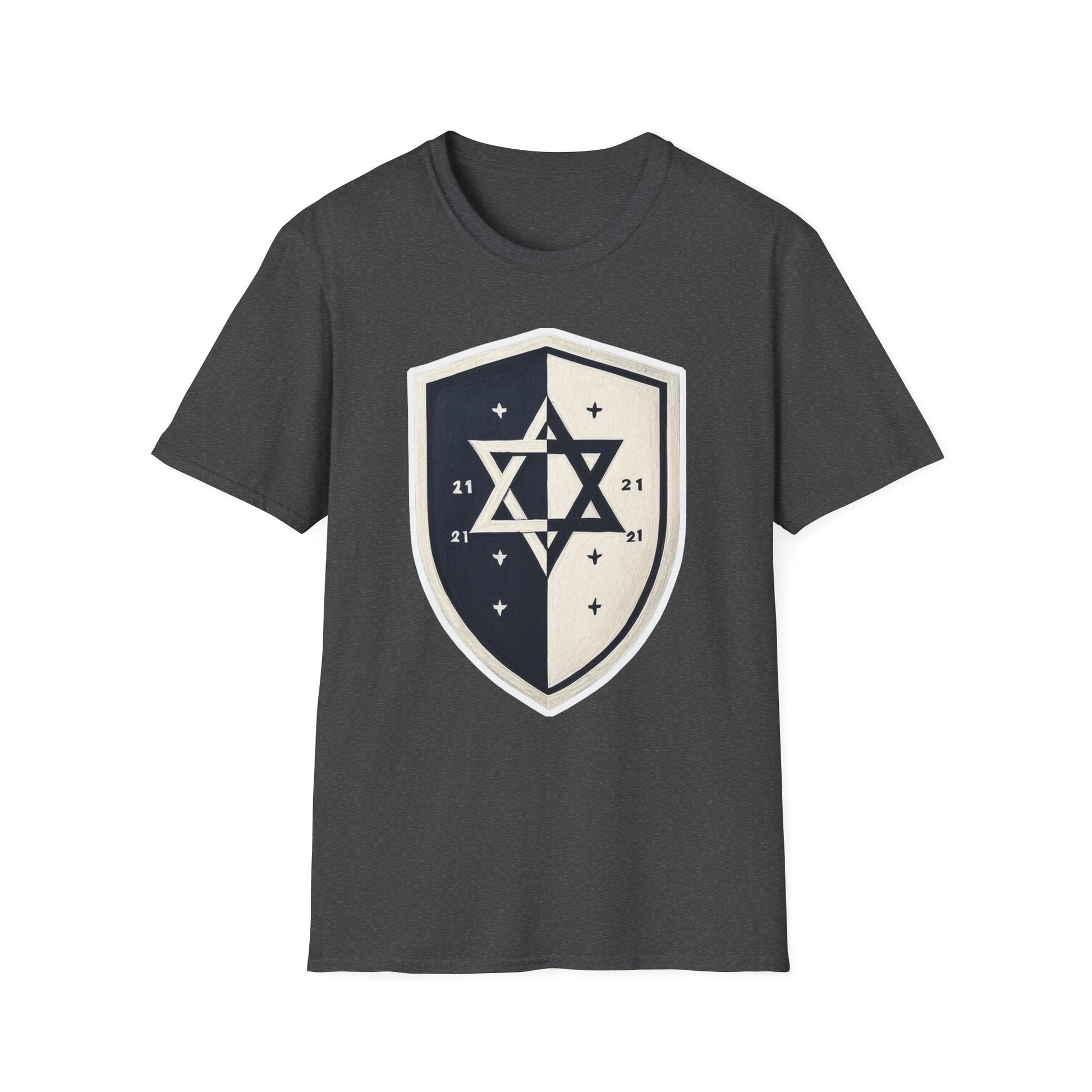 Black and White Shield Unisex Softstyle T-Shirt - American Zionist