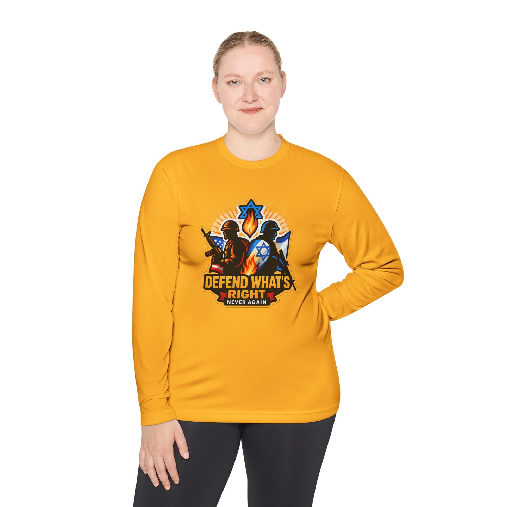 Defend What's Right Unisex Lightweight Long Sleeve Tee - American Zionist
