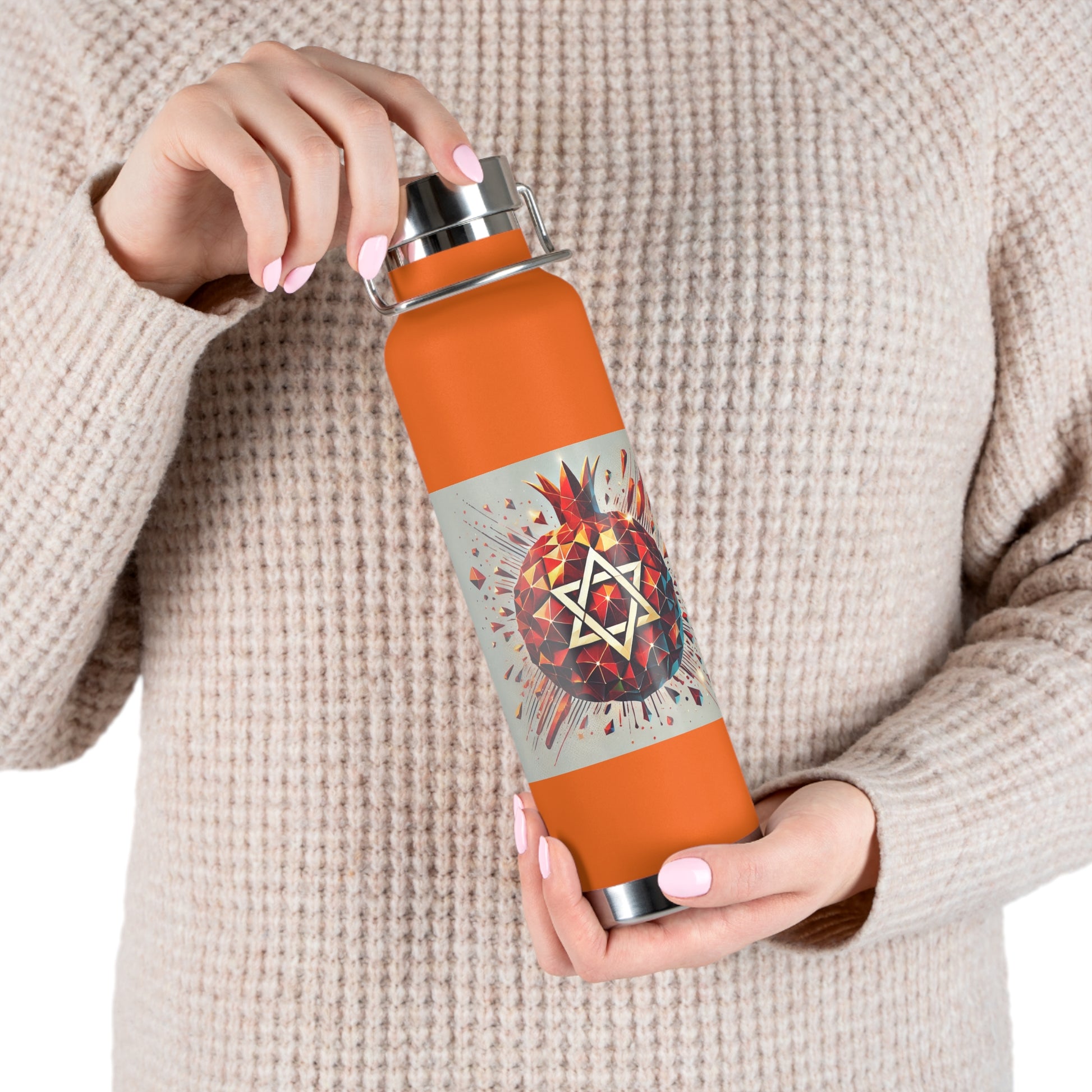 Pomegranate Star of David Copper Vacuum Insulated Bottle, 22oz - American Zionist