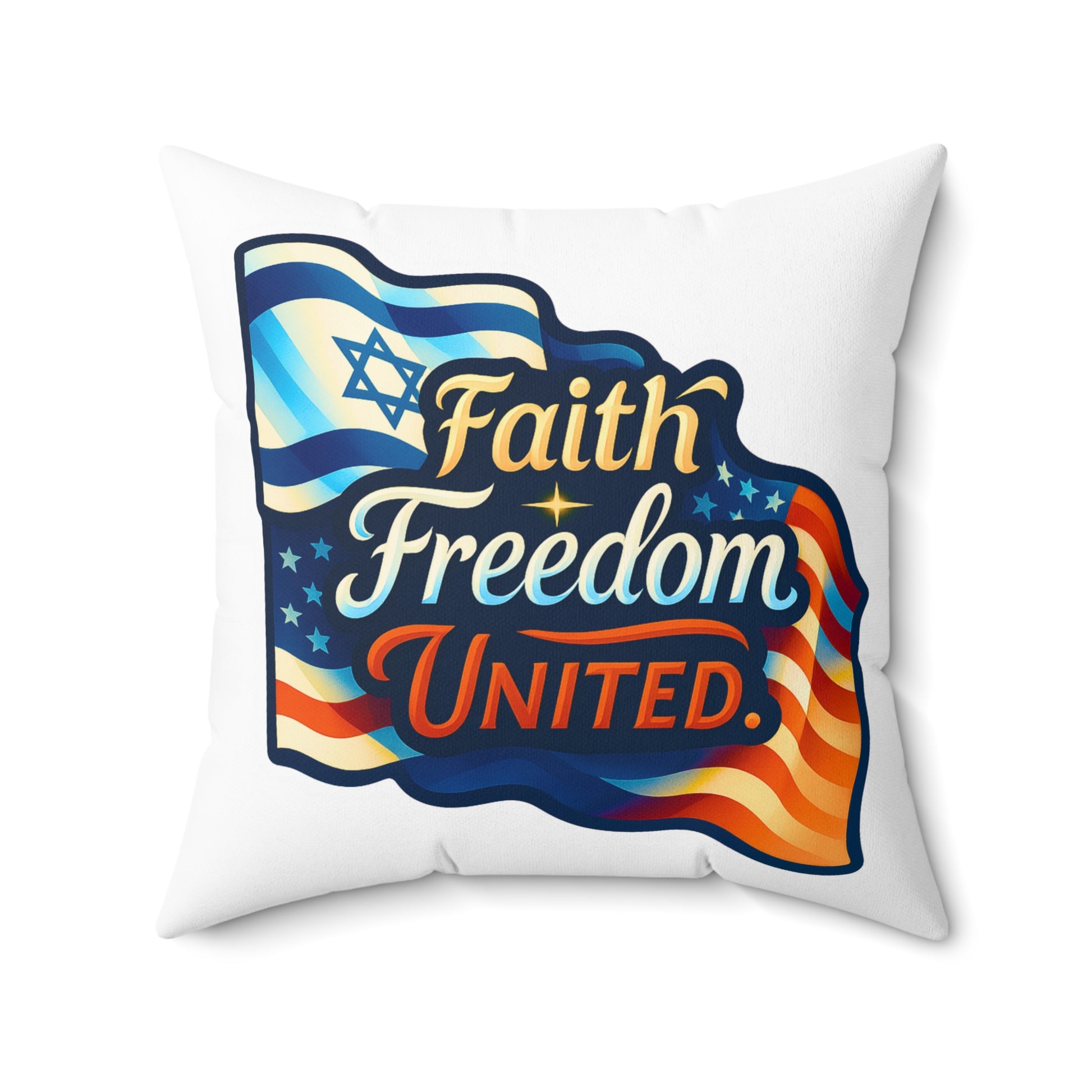 Faith Freedom United Spun Polyester Square Pillow - American Zionist