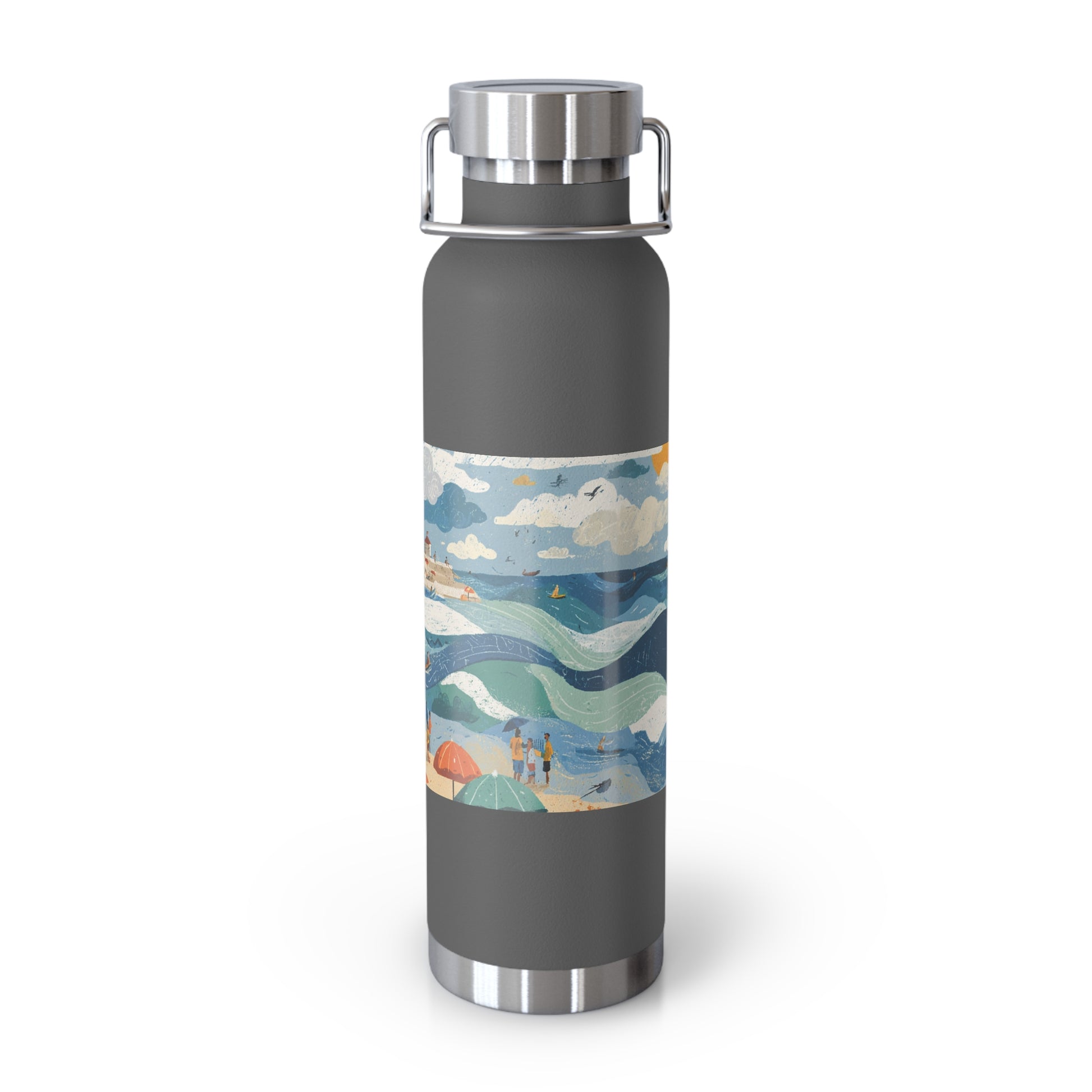 Tel Aviv Beach Copper Vacuum Insulated Bottle, 22oz - American Zionist