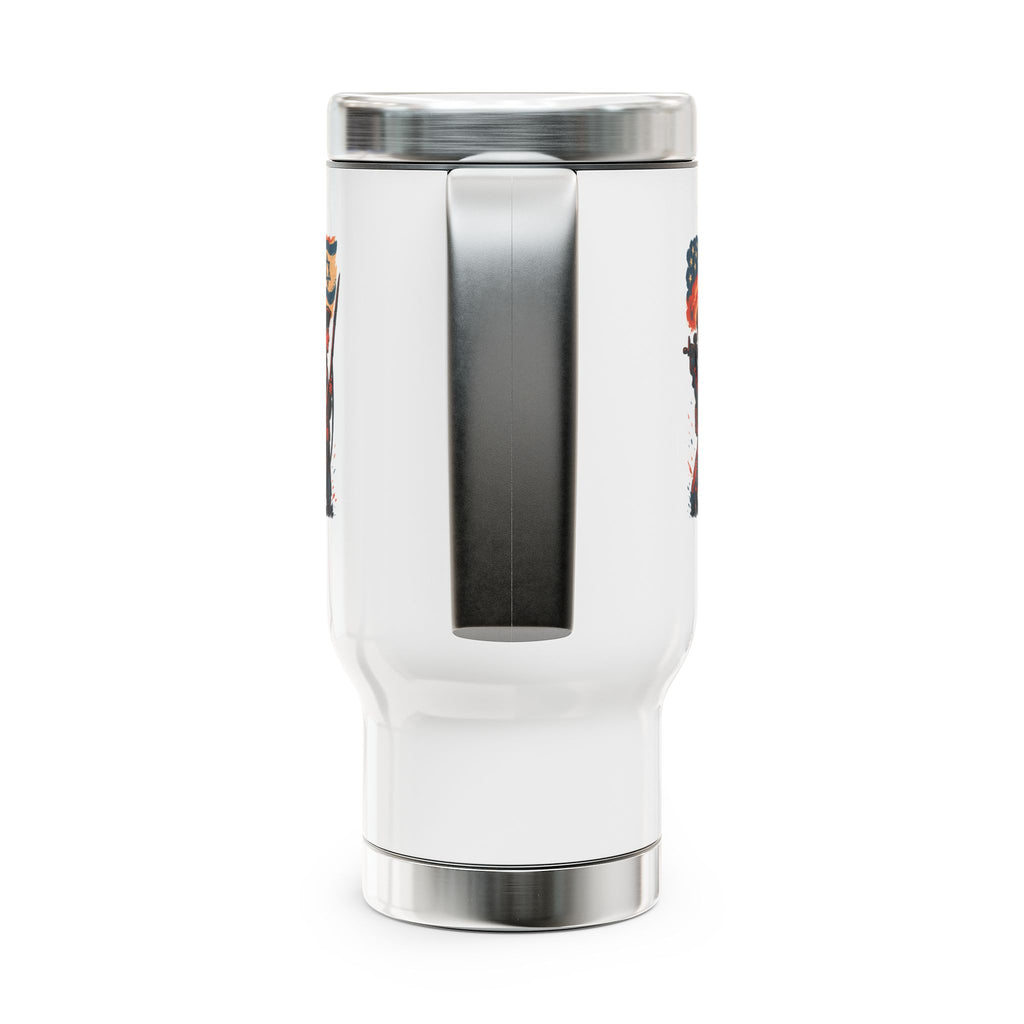 Defenders Across Generations Stainless Steel Travel Mug with Handle, 14oz - American Zionist