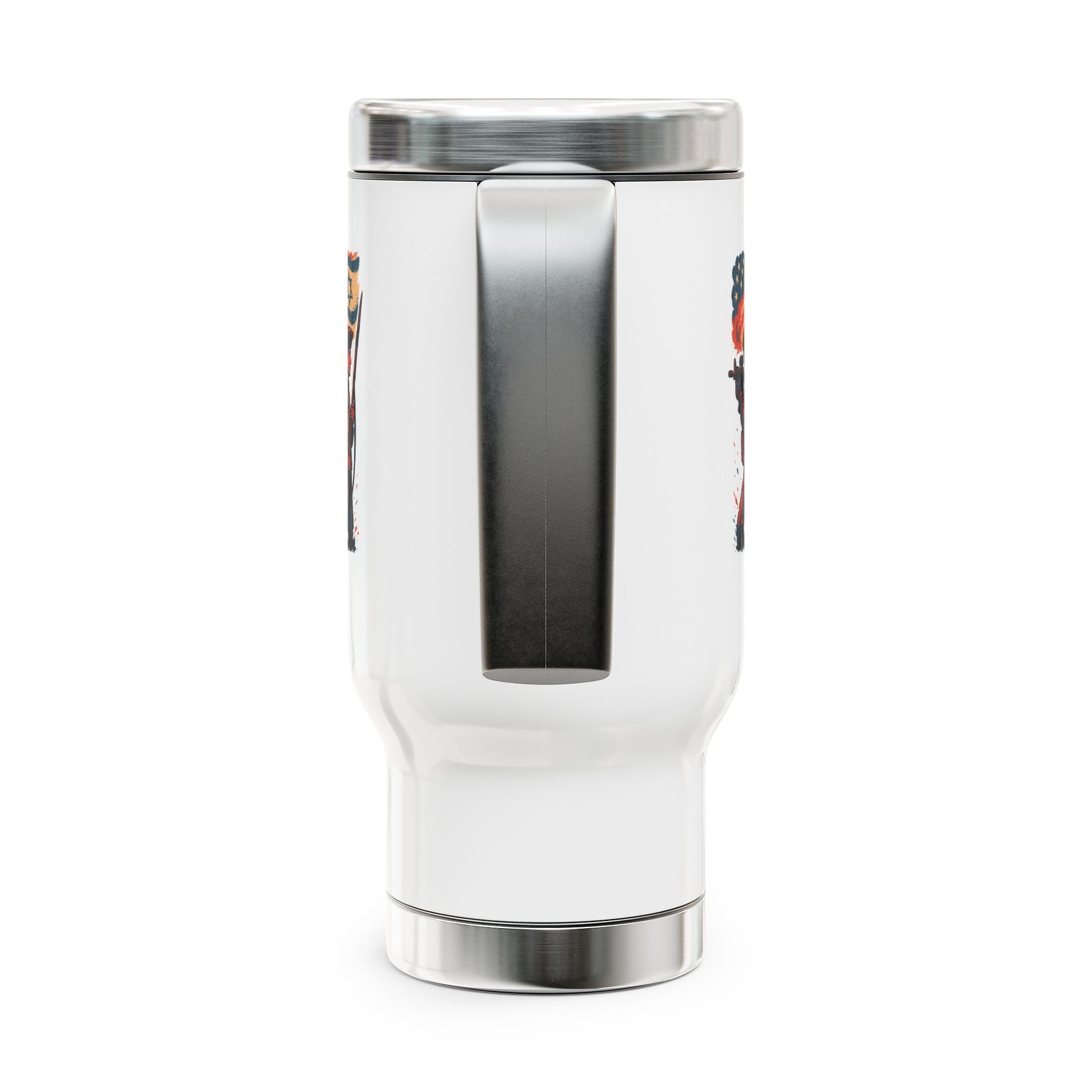 Defenders Across Generations Stainless Steel Travel Mug with Handle, 14oz - American Zionist