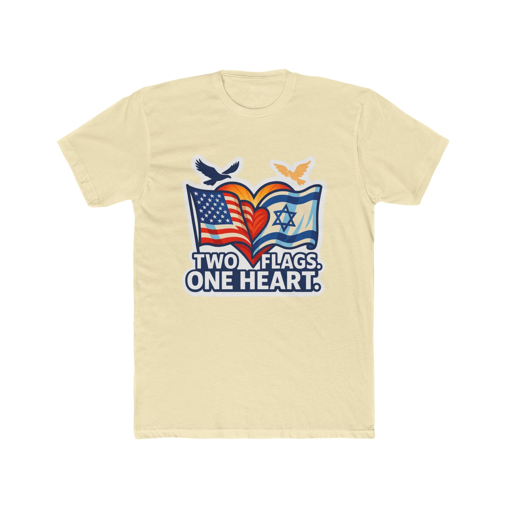 Two Flags. One Heart Unisex Cotton Crew Tee - American Zionist