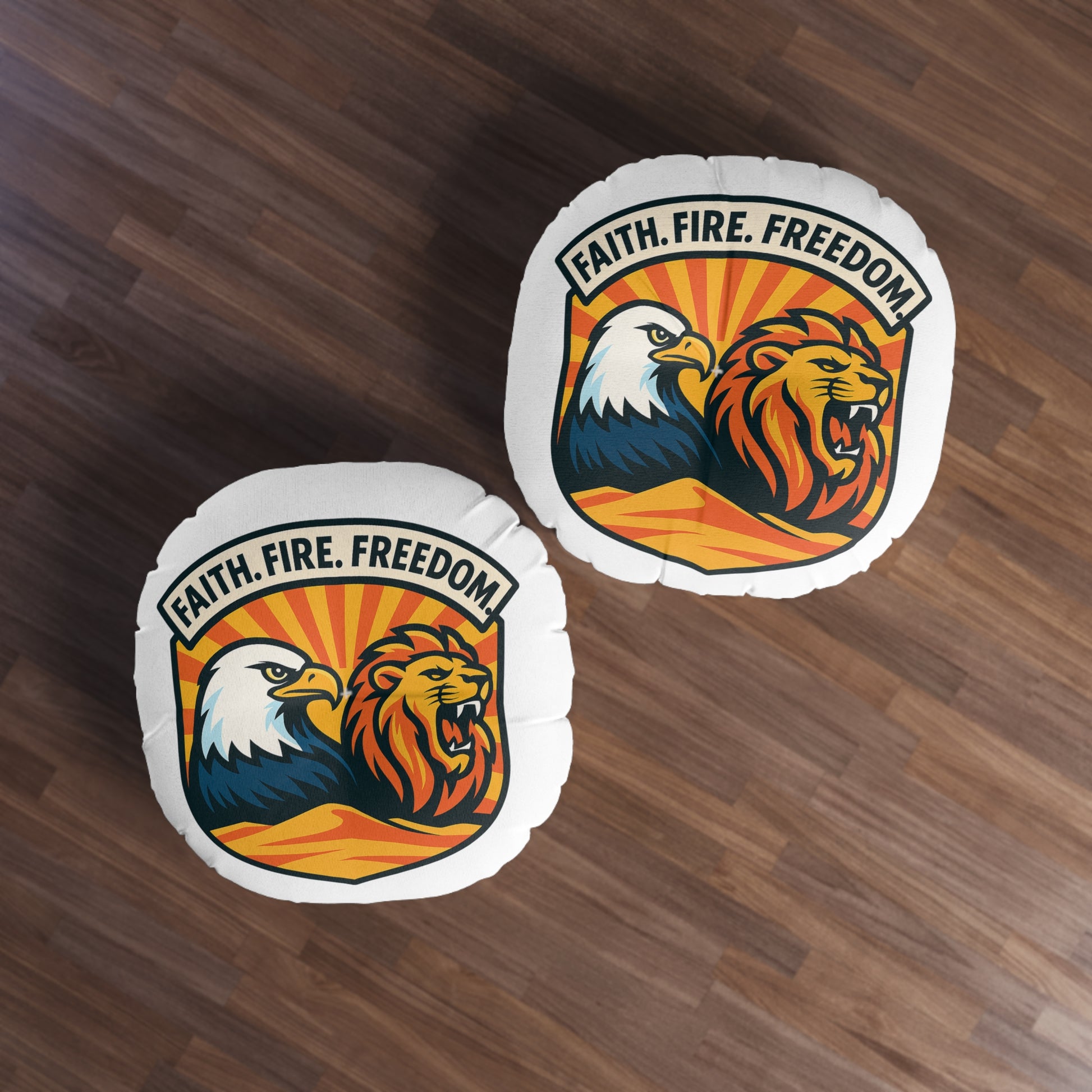 Lions Eagles Rise Tufted Floor Pillow, Round - American Zionist