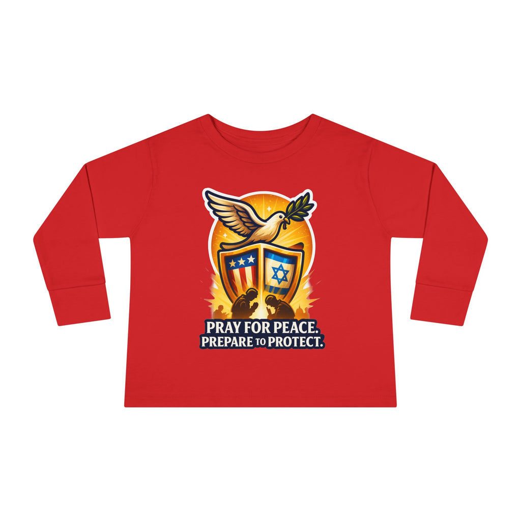 Pray For Peace Toddler Long Sleeve Tee - American Zionist