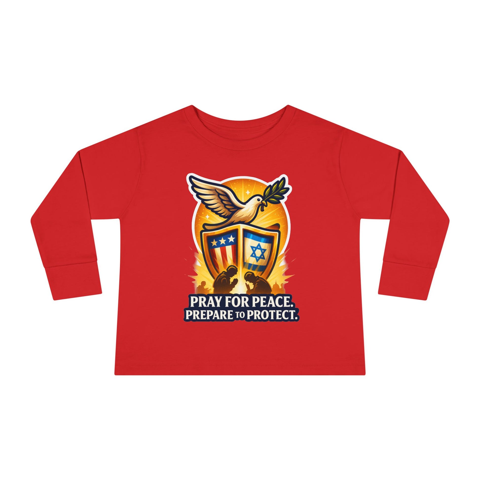 Pray For Peace Toddler Long Sleeve Tee - American Zionist