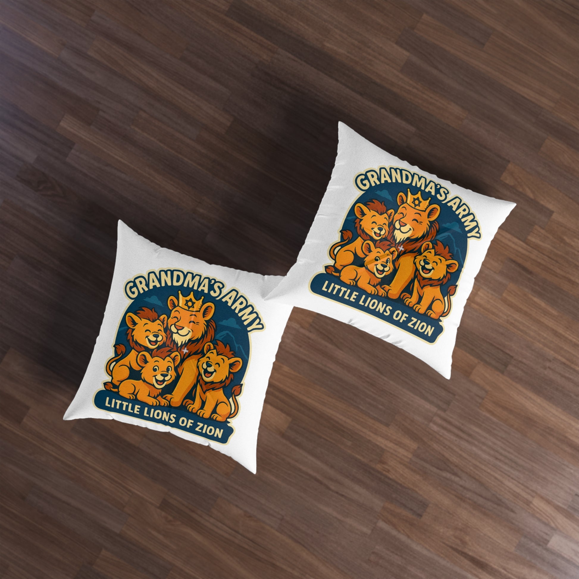 Grandma's Little Lions Tufted Floor Pillow, Square - American Zionist