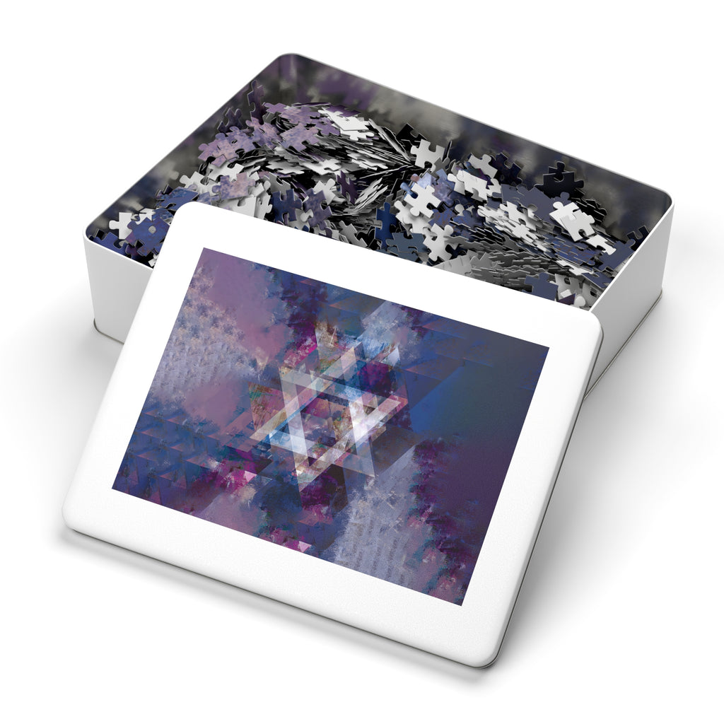 Abstract Star of David Jigsaw Puzzle with Tin - American Zionist