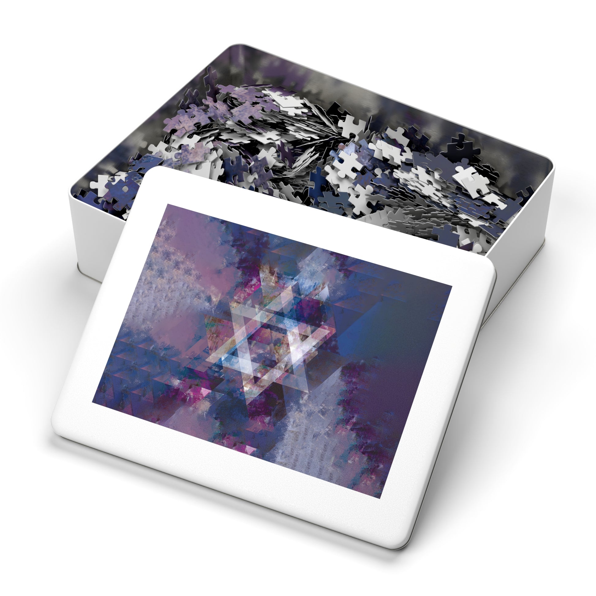 Abstract Star of David Jigsaw Puzzle with Tin - American Zionist
