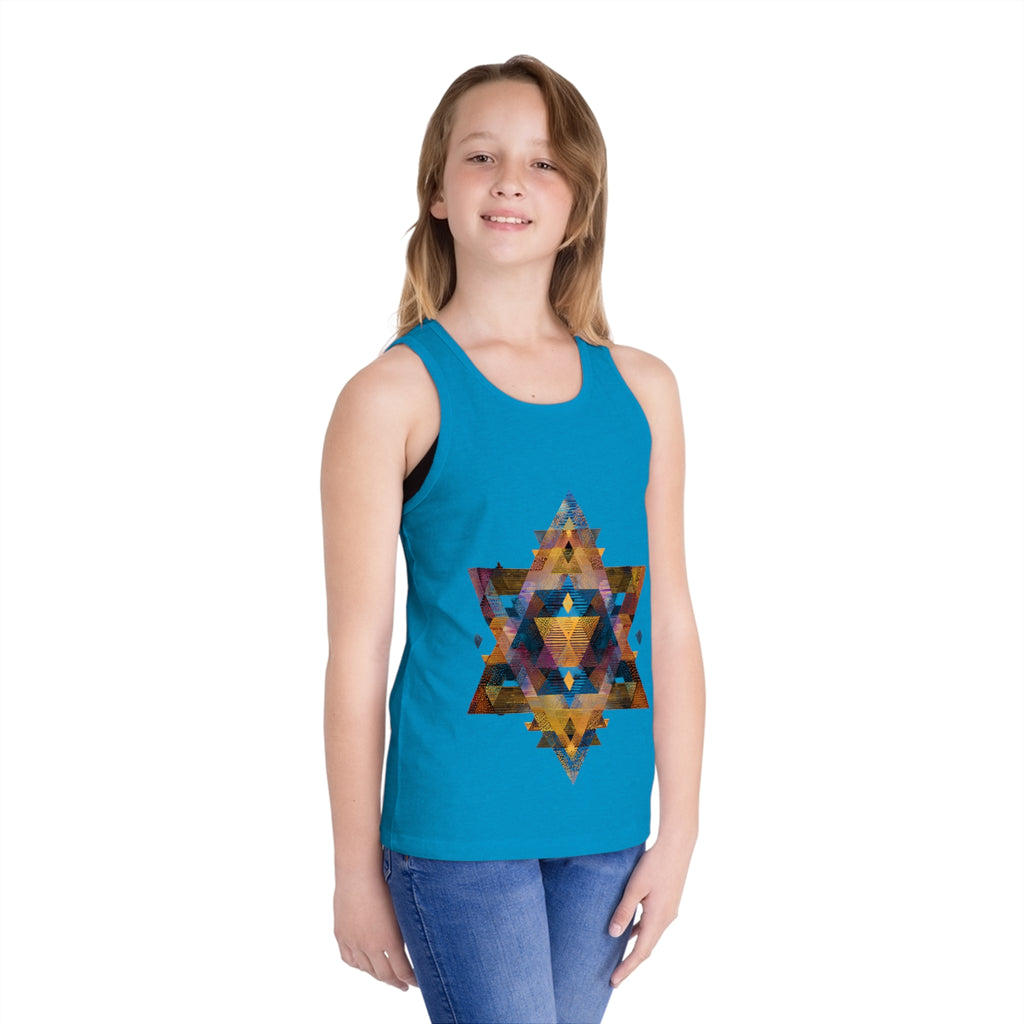Star of David Geometric Kid's Jersey Tank Top - American Zionist